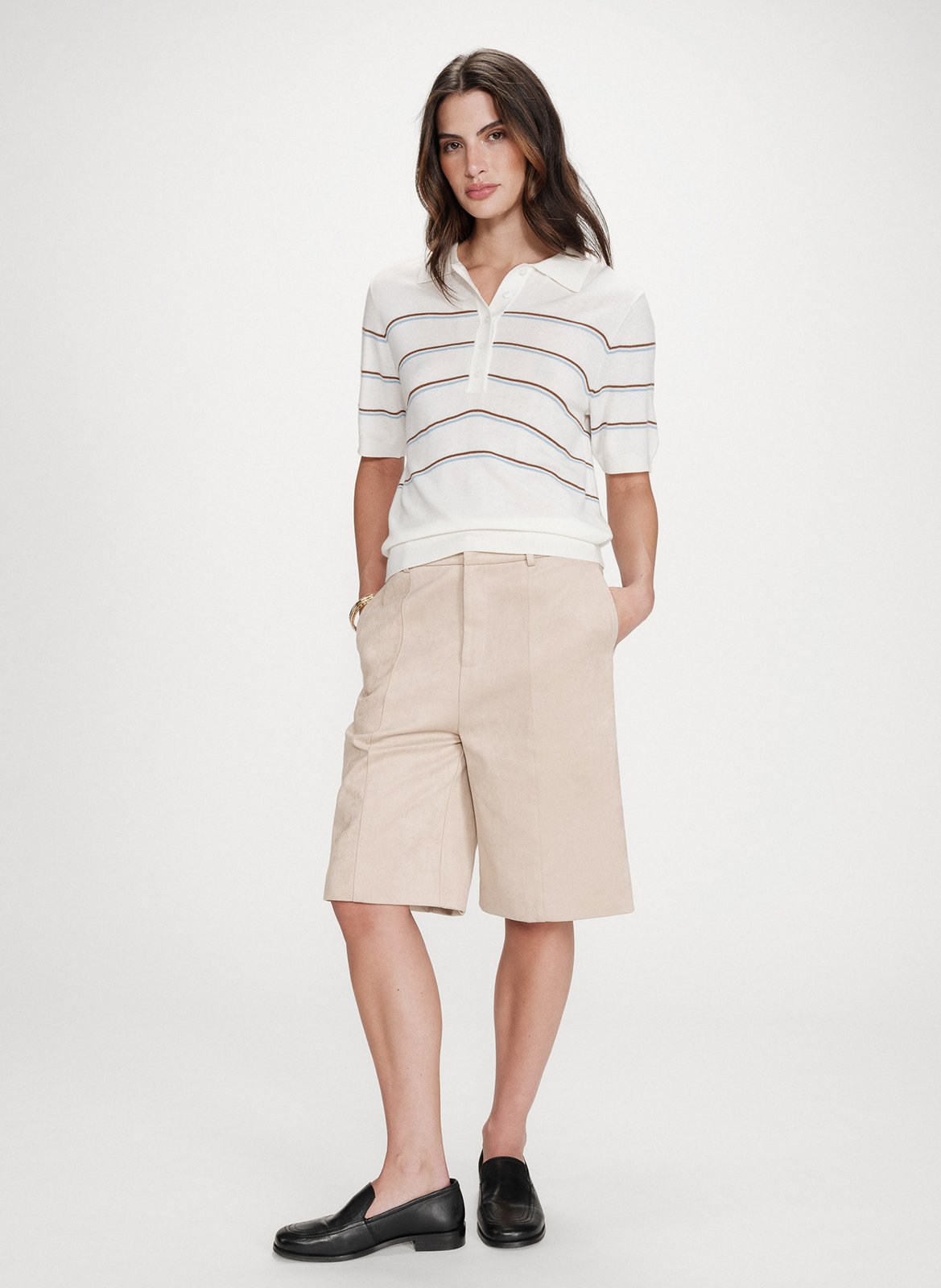 Polo à rayures Blanc