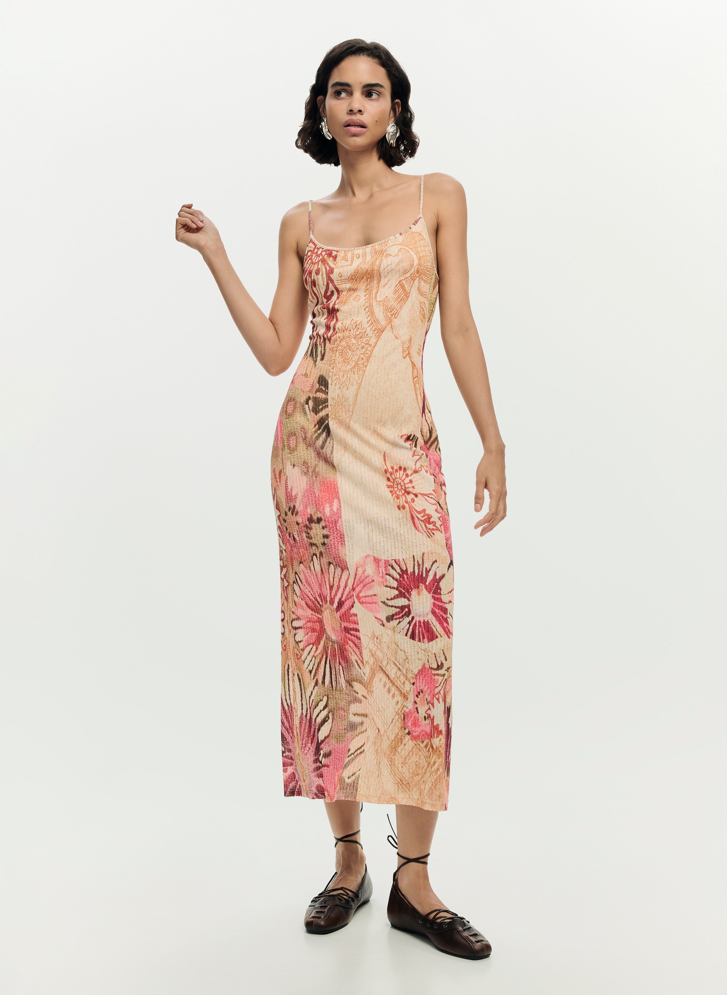 Robe midi imprimée DESIGUAL Blanc