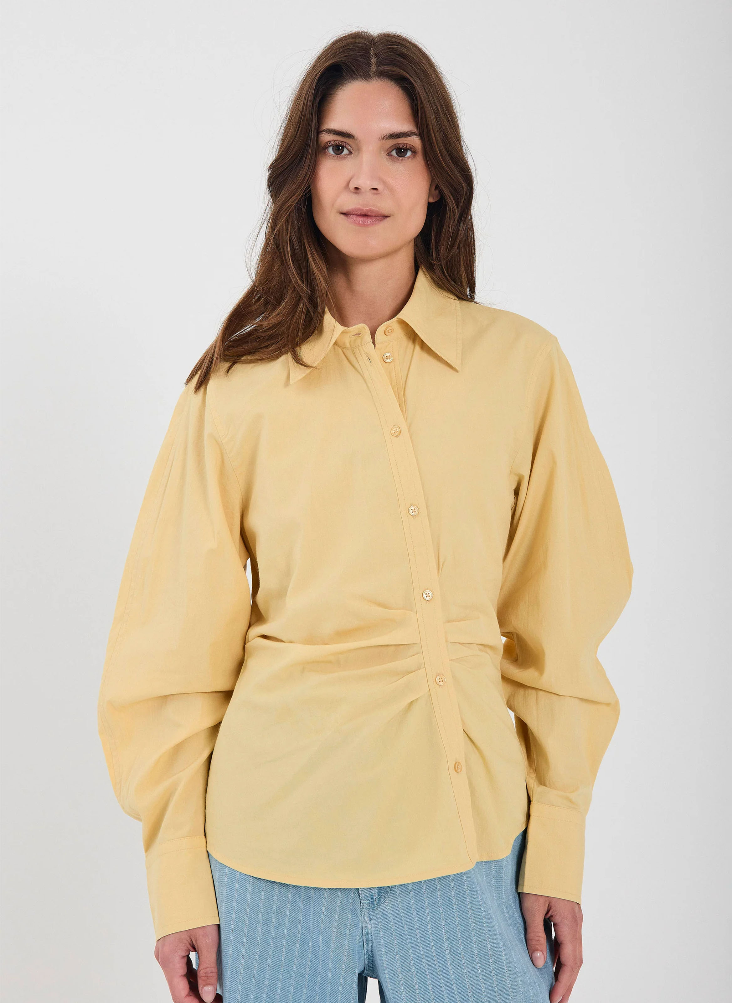 Cotton T-shirt with polo collar NORR Yellow