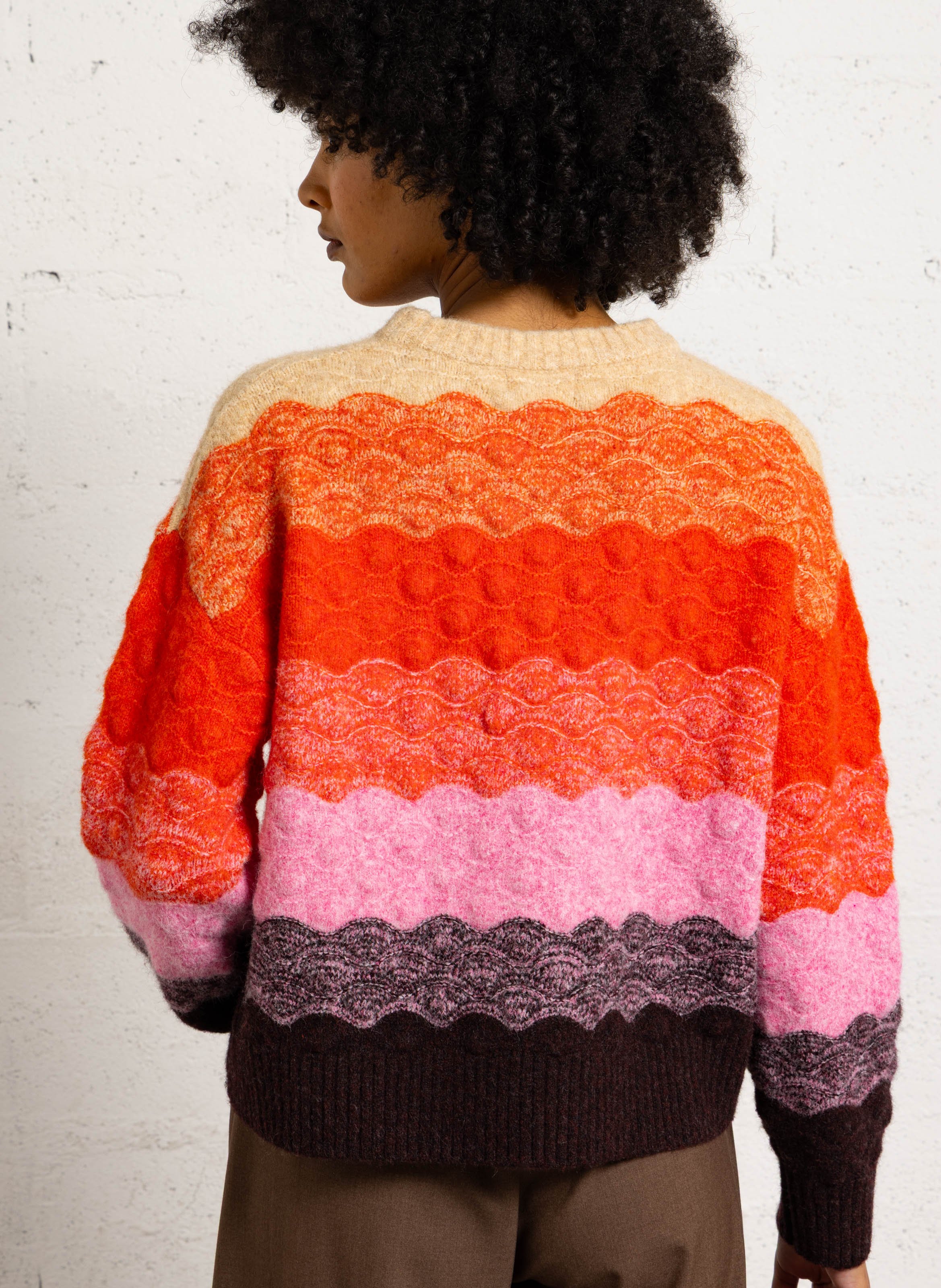 Oversize round-neck knit sweater SUNCOO Orange