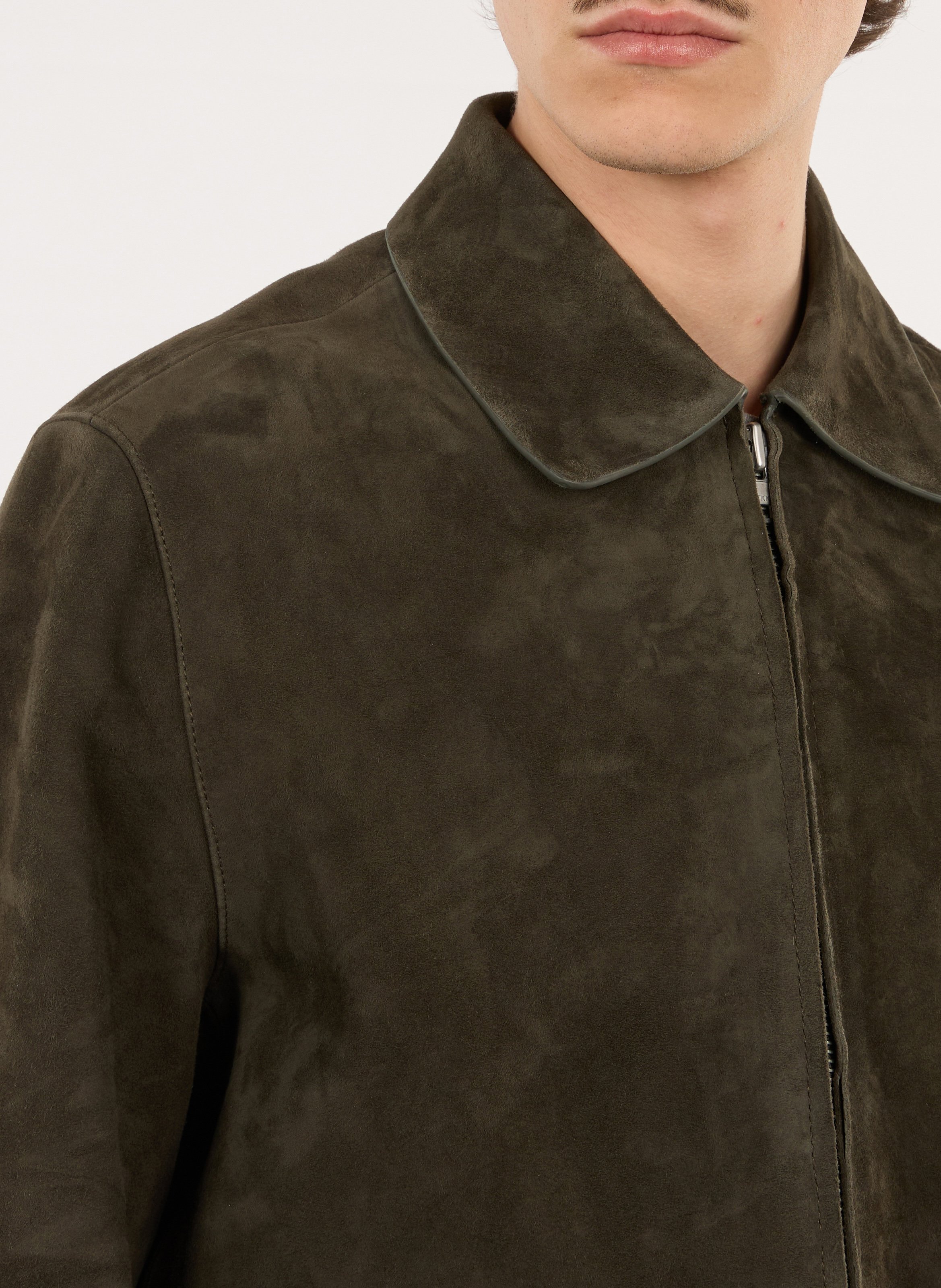 Gerade Lederjacke mit klassischem Kragen SAISON 1865 Khaki
