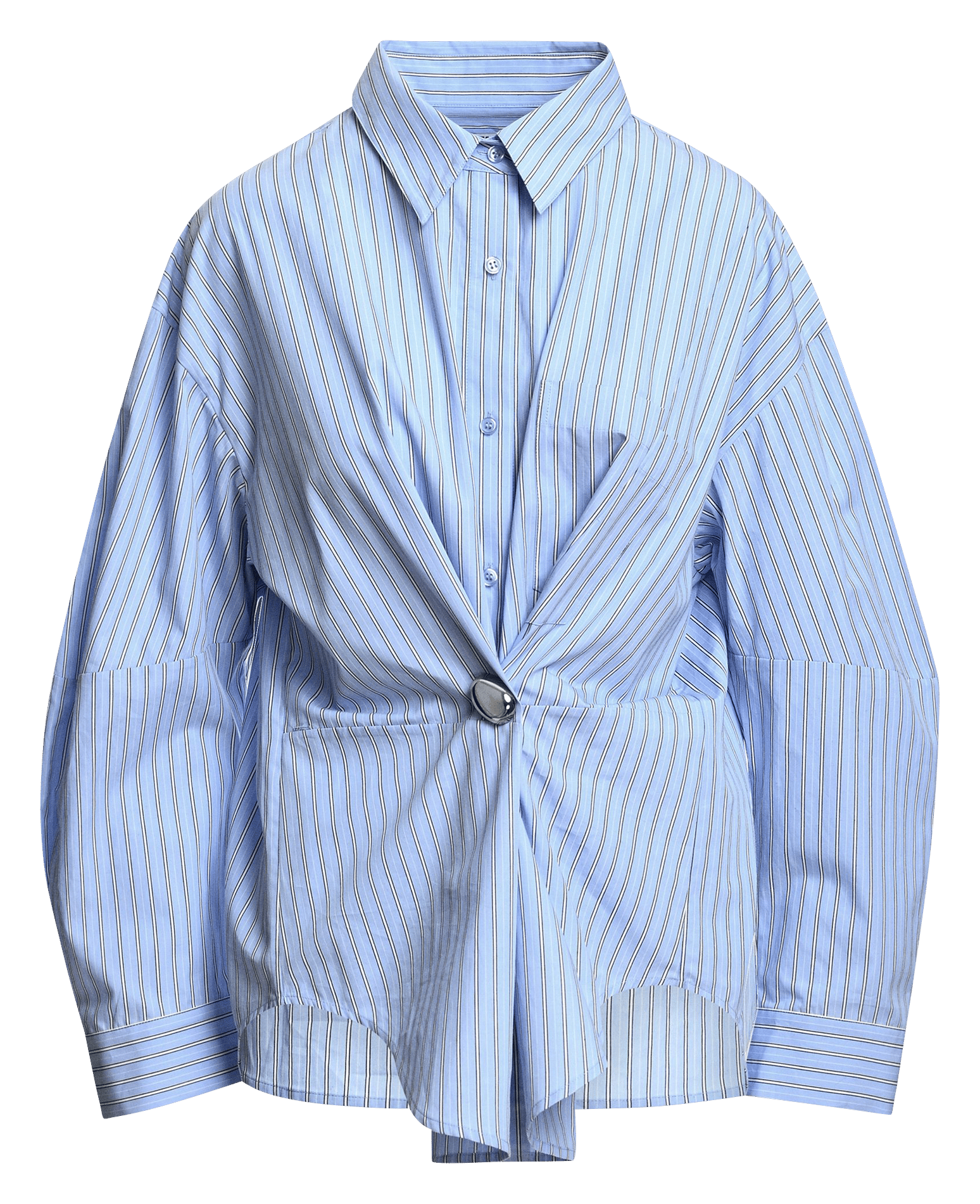 Gerade geschnittene Bluse aus Bio-Baumwolle mit Streifen ESSENTIEL ANTWERP Blau