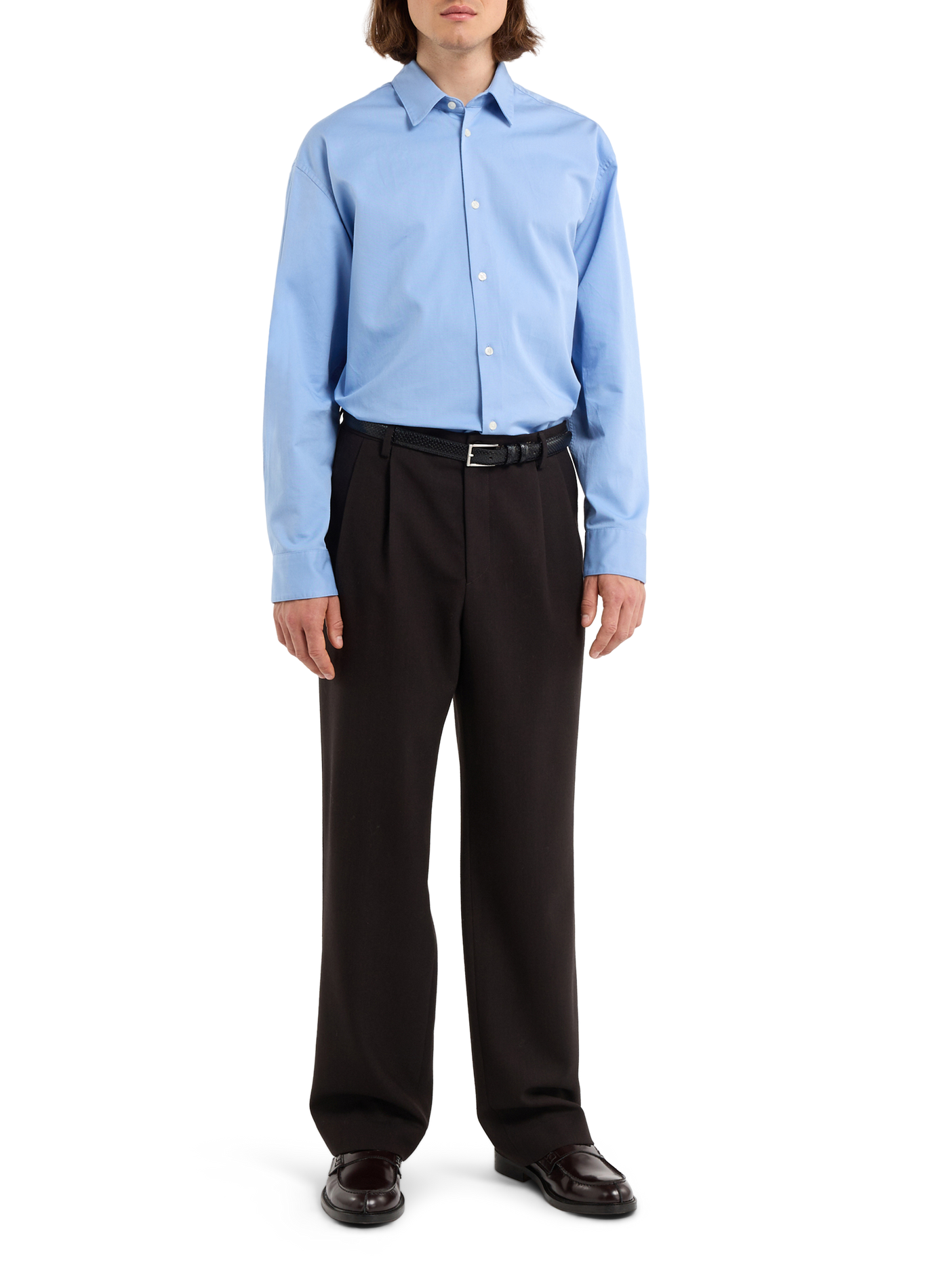 Wide-leg virgin wool suit trousers | Brown SAISON 1865 Men