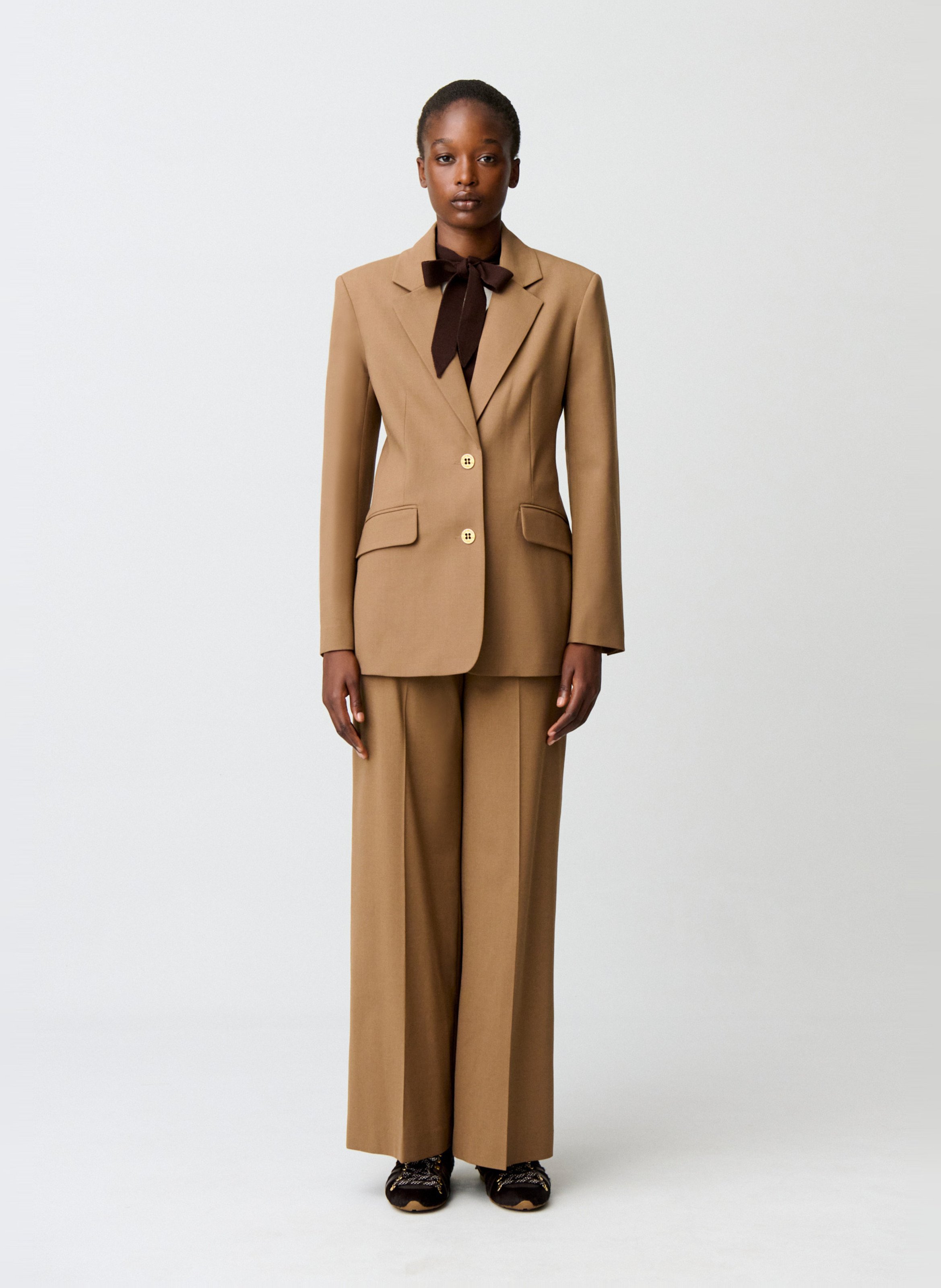 Veste blazer en laine mélangée CLAUDIE PIERLOT Beige