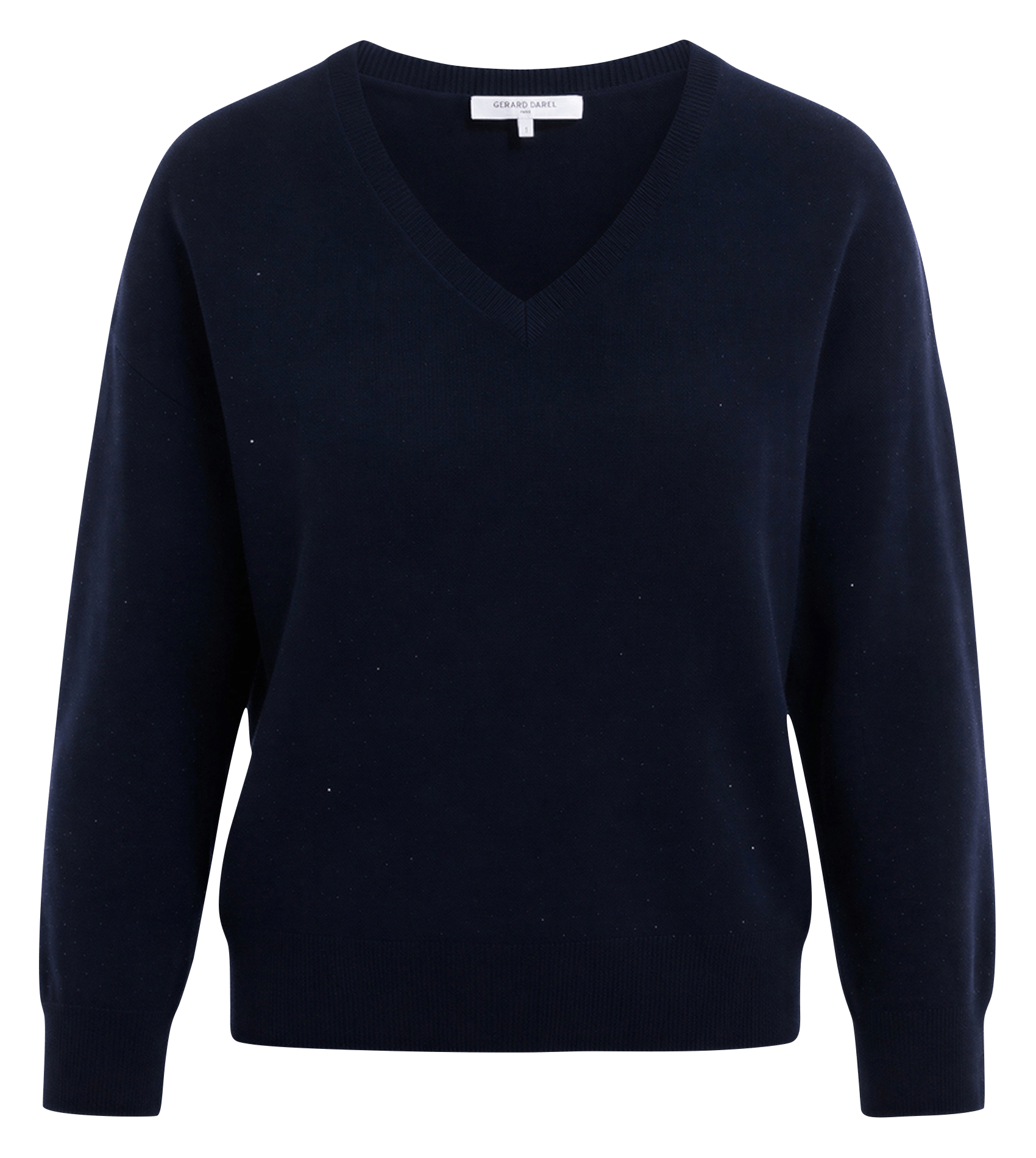 Pull droit col v à strass en laine GERARD DAREL Bleu