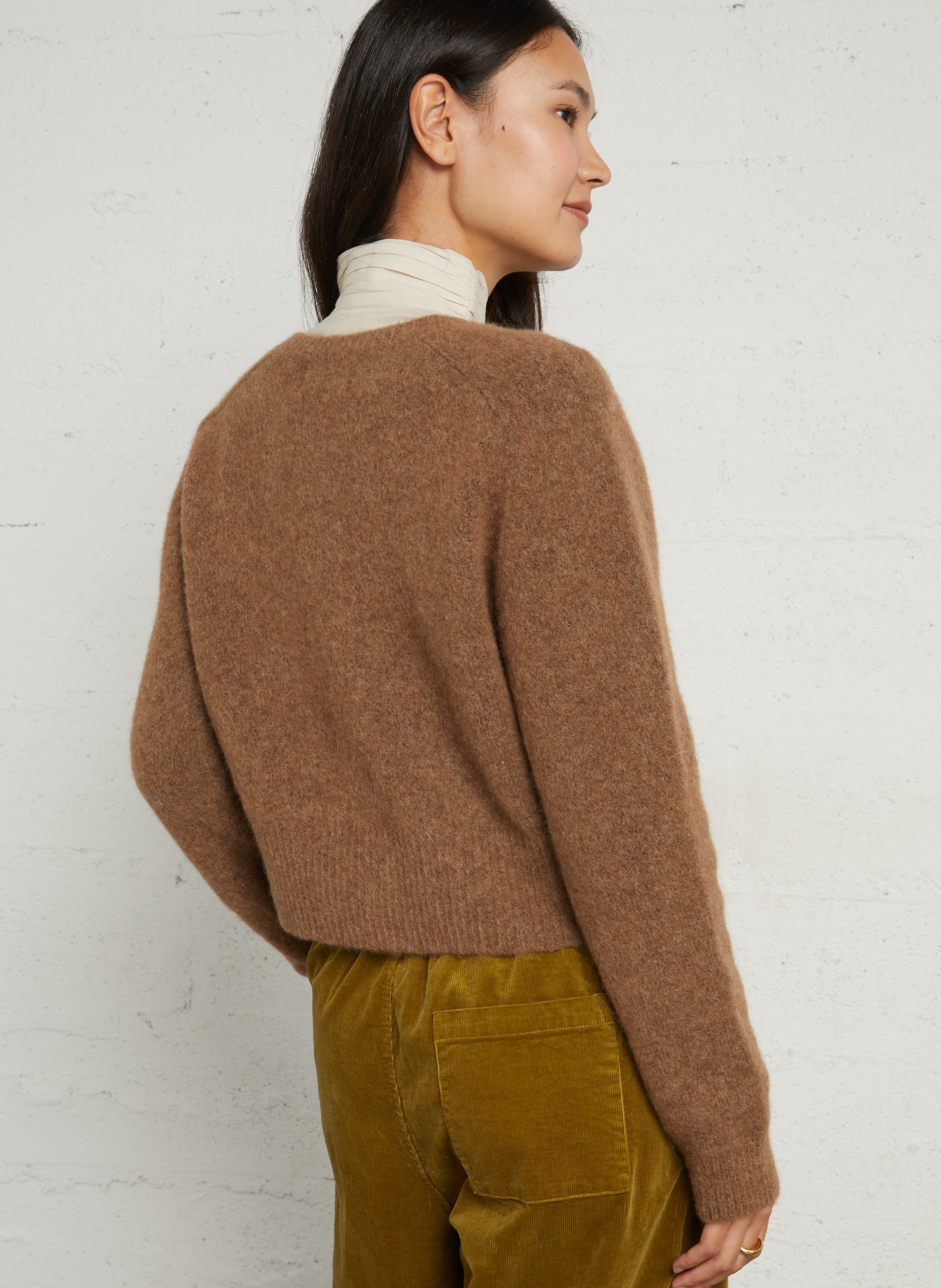 Buttoned round-neck wool blend vest BELLEPIECE Brown