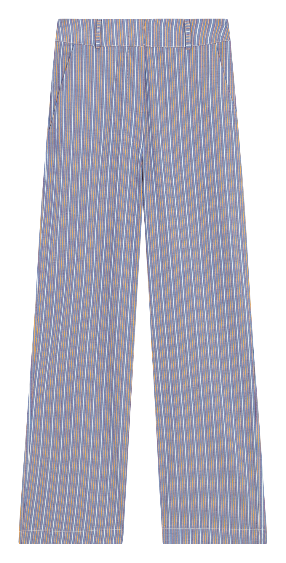 Pantalon de tailleur droit rayé en coton THE LABEL EDITION Bleu
