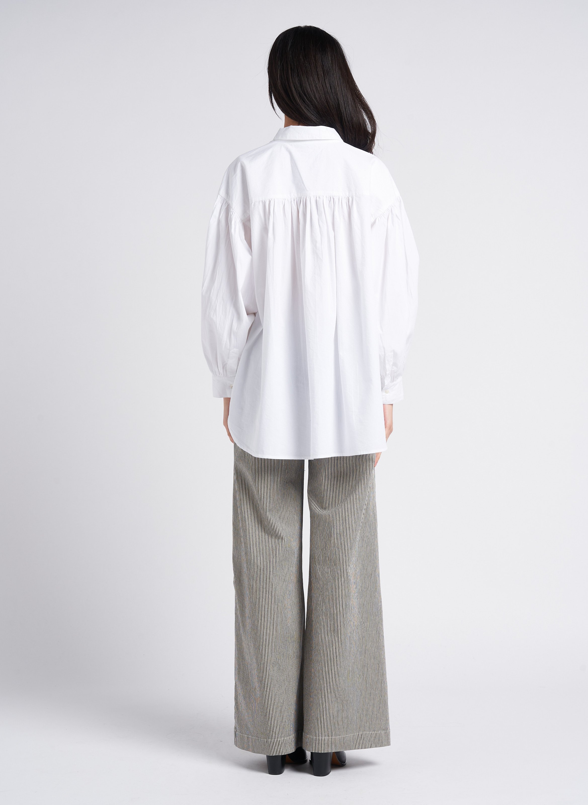 Loose-fit cotton shirt with classic collar BY BAR White