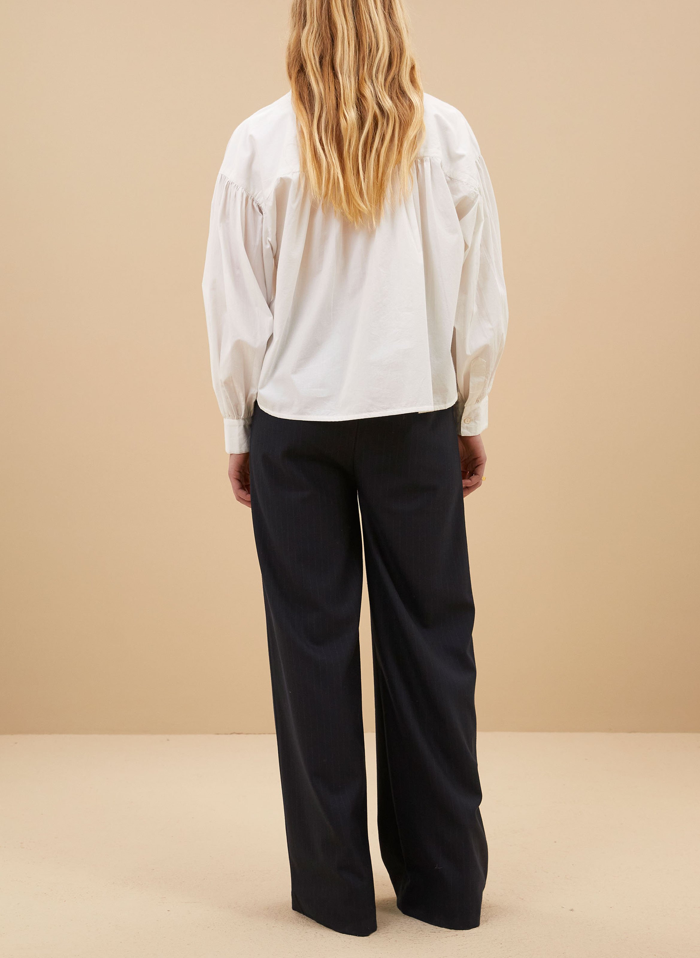 Oversized short cotton shirt BY BAR White