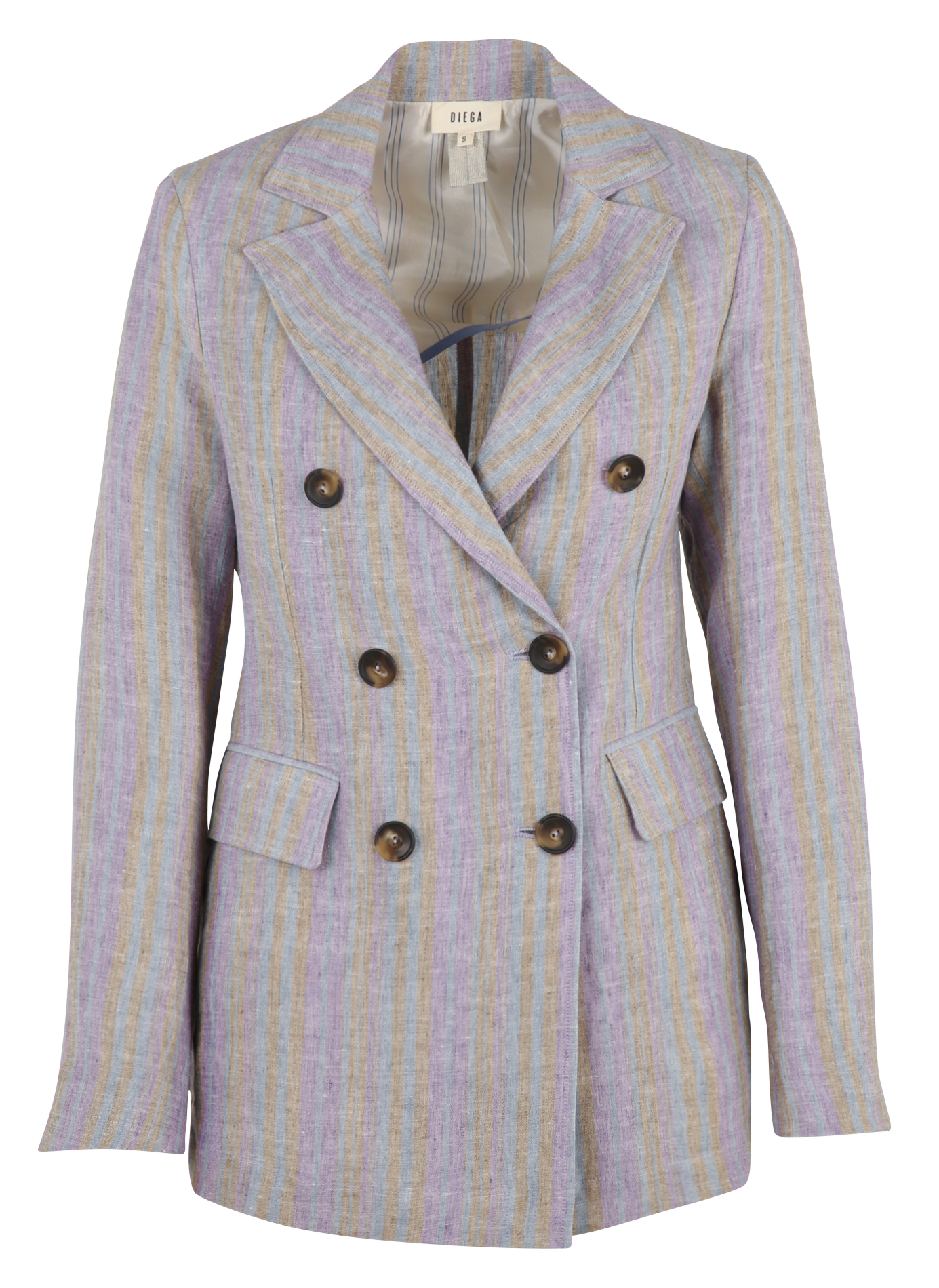 Blazer droit en lin rayé DIEGA Bleu