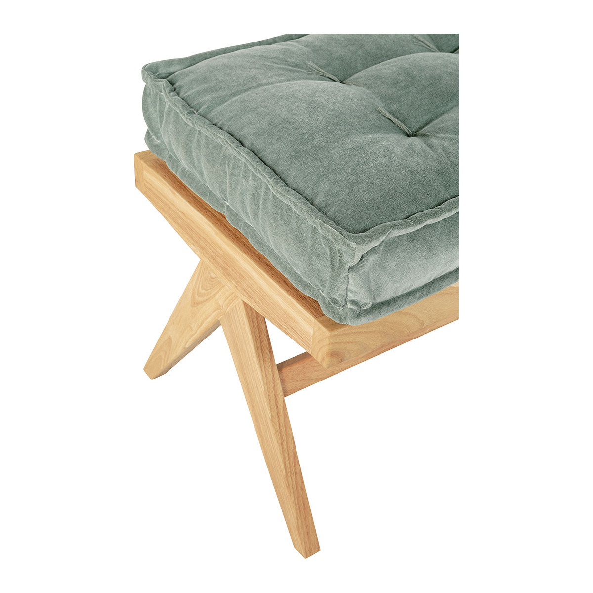 Banc mena et matelas en velours - vert de gris BLANC D'IVOIRE Vert