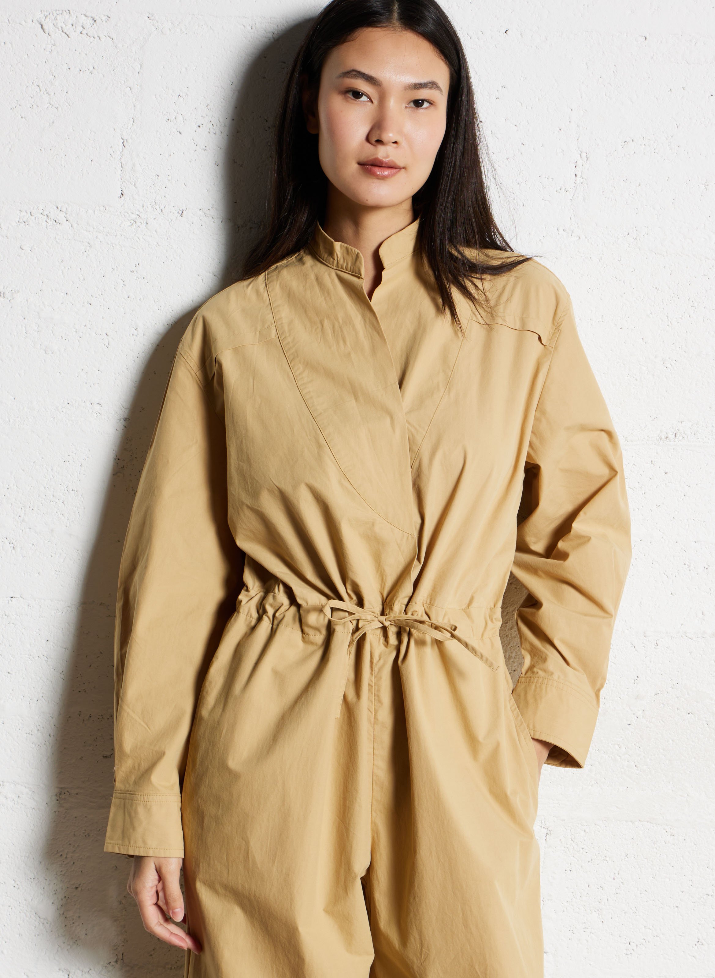 Jumpsuit with cotton bib collar MARGAUX LONNBERG Yellow