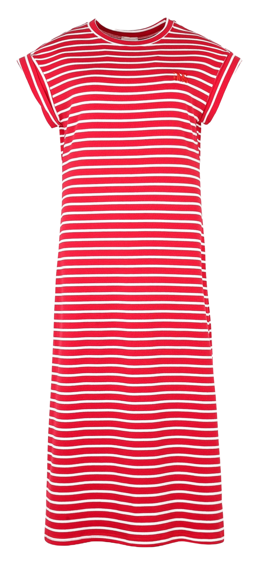 Round-neck striped cotton-blend midi dress AN'GE Red