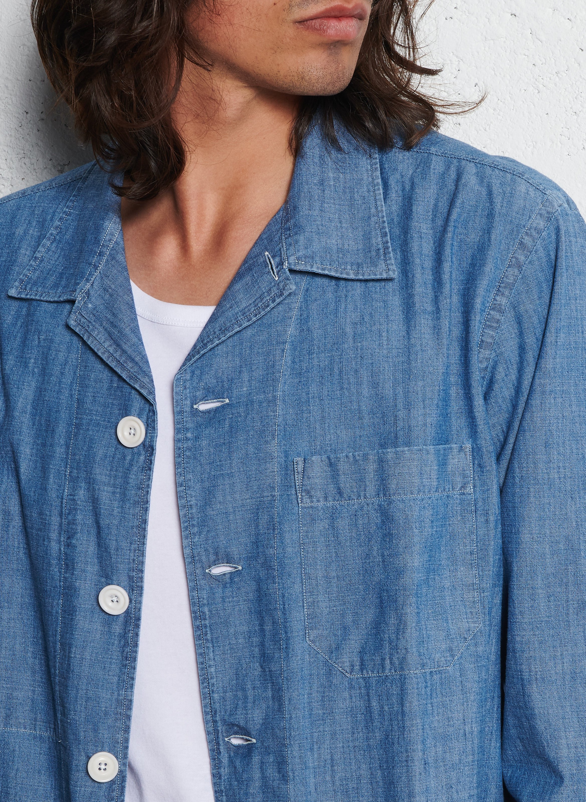 Straight buttoned denim shirt HARTFORD Blue