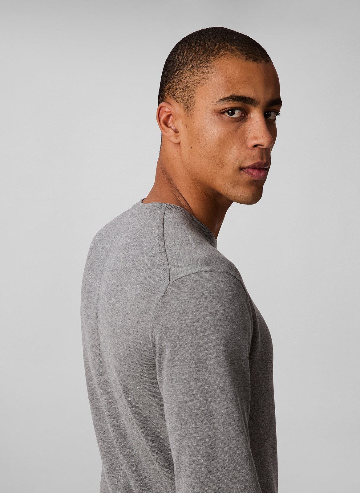 Sweat droit col rond en coton CALVIN KLEIN Gris