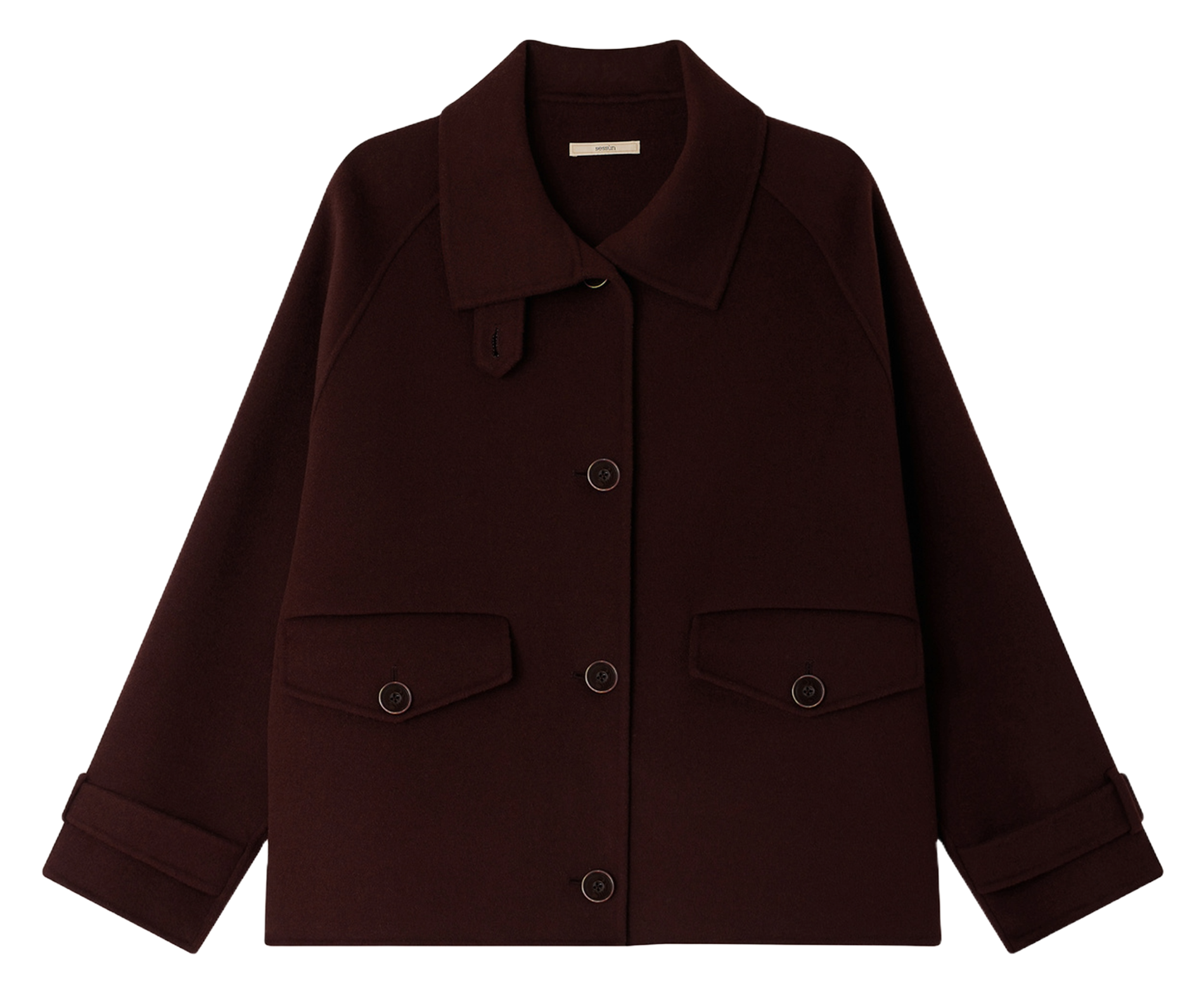 Short high-neck wool-blend coat SESSUN Brown