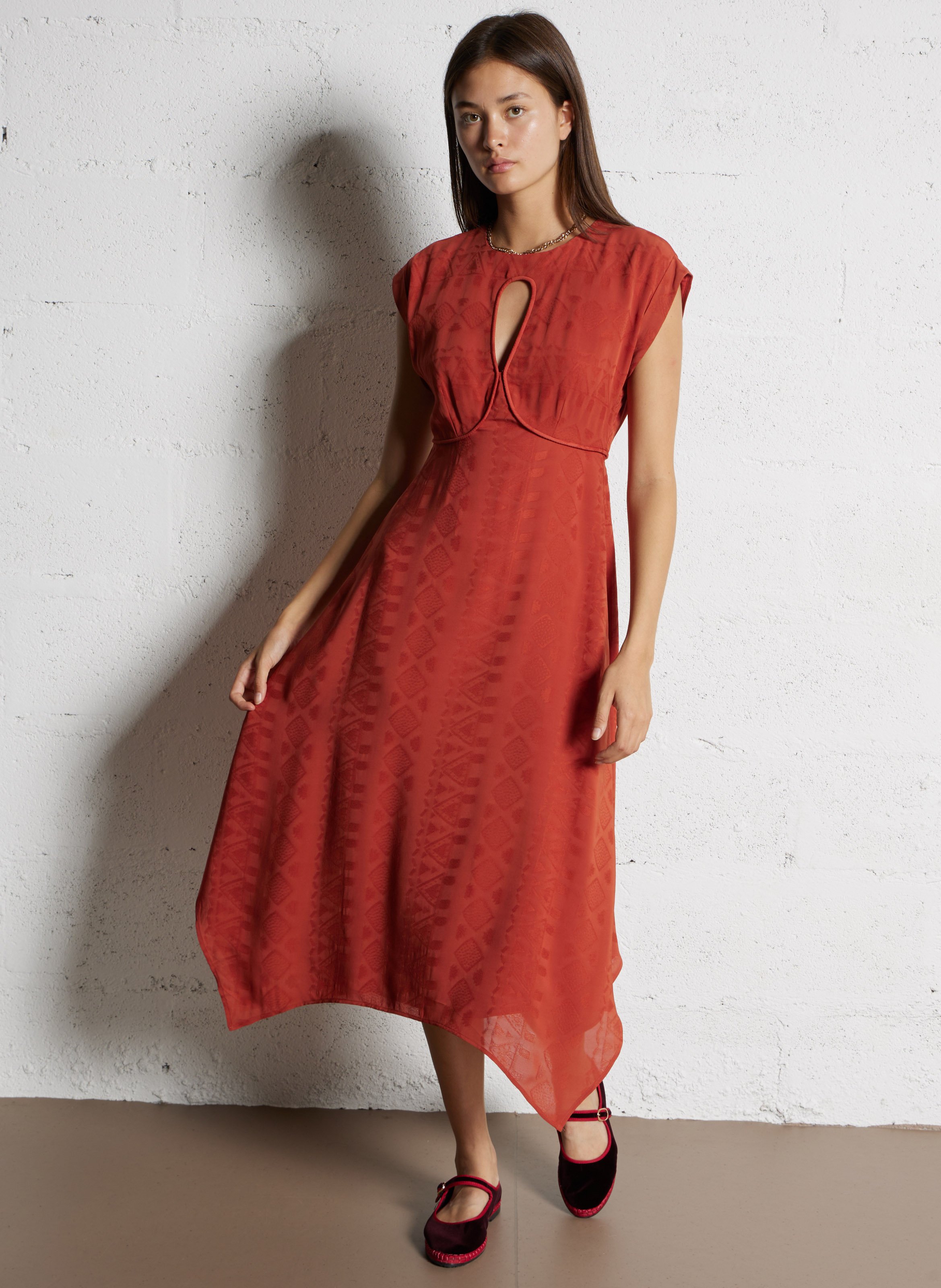 Robe midi col rond en jacquard BA&SH