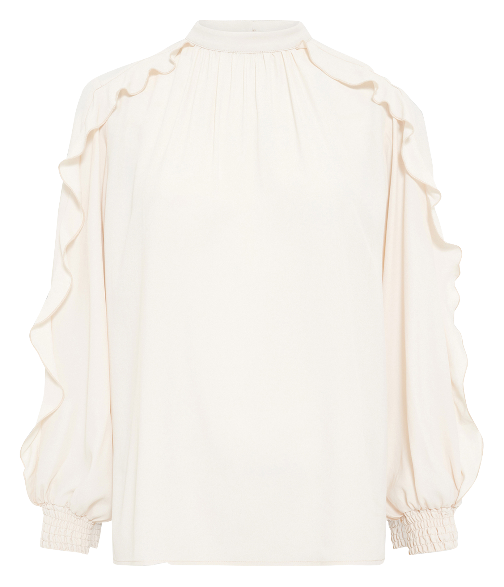 Blouse droite col montant Beige
