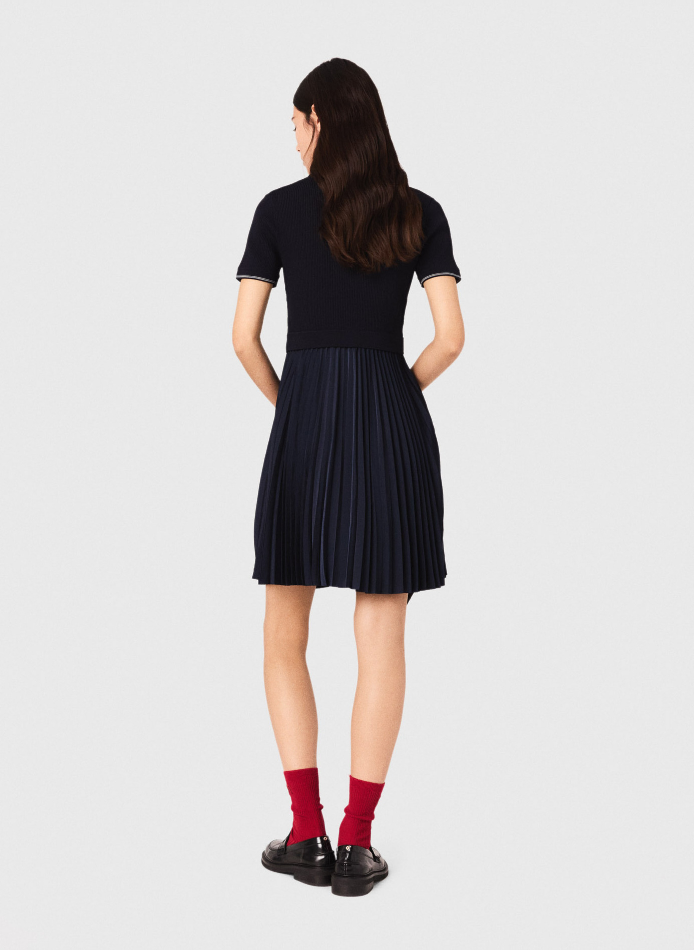 Short polo dress with pleated skirt MAJE Blue