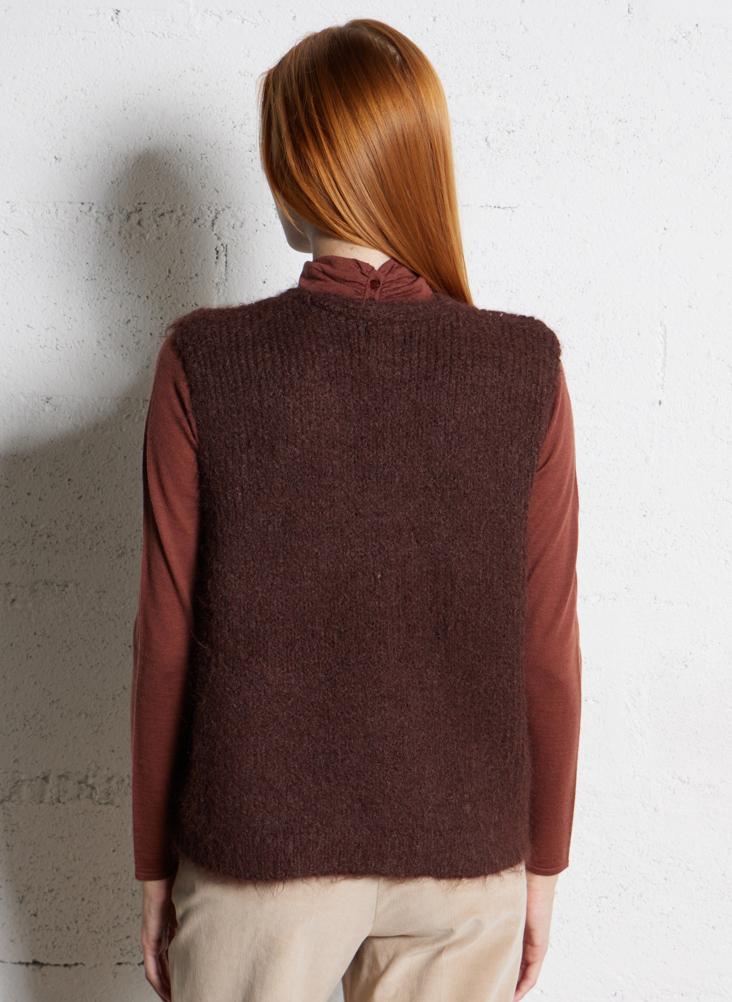 Oversize Strickweste mit V-Ausschnitt THE KORNER Braun