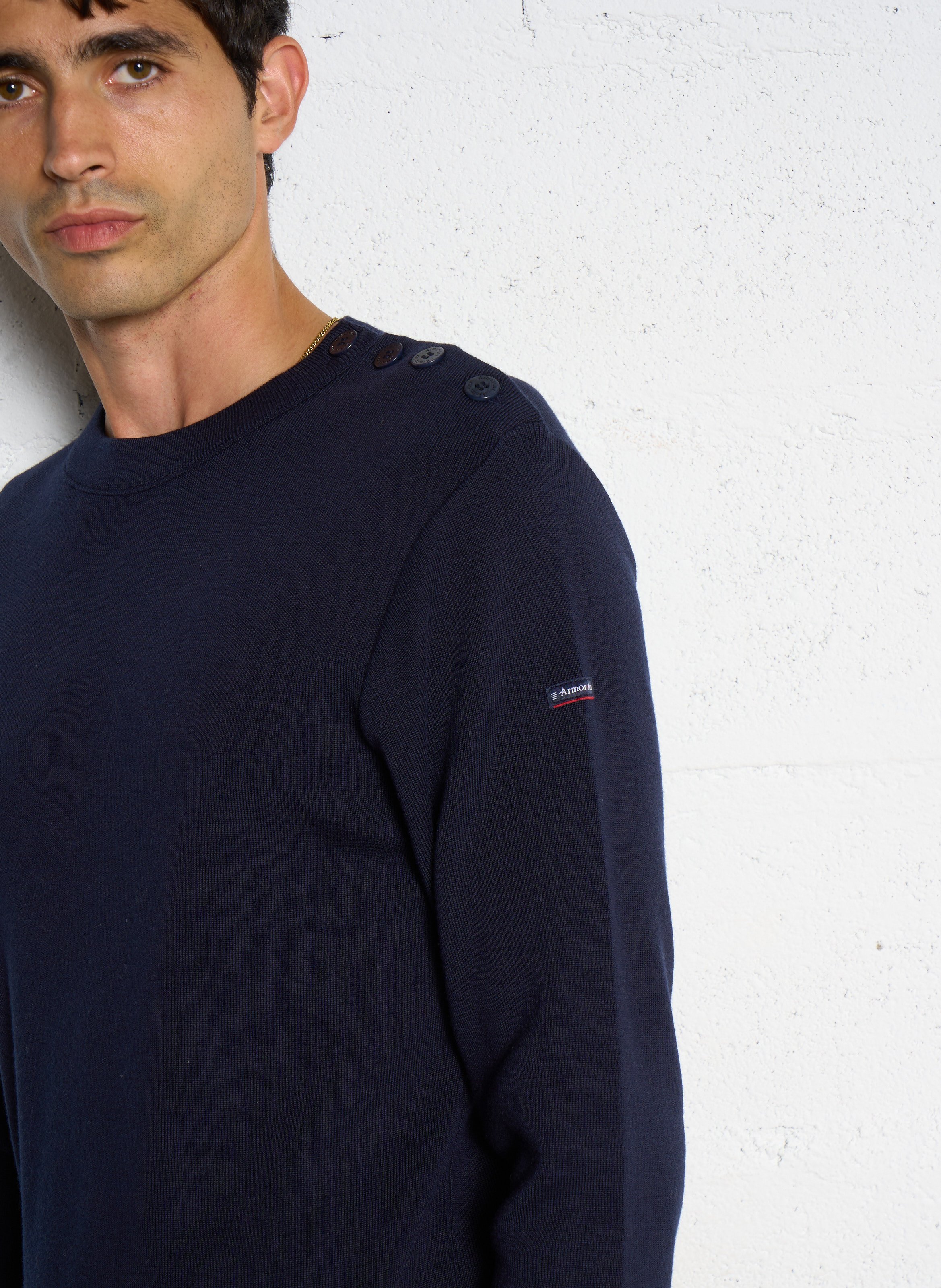 Regular-fit, wollen trui met ronde hals ARMOR LUX Blauw