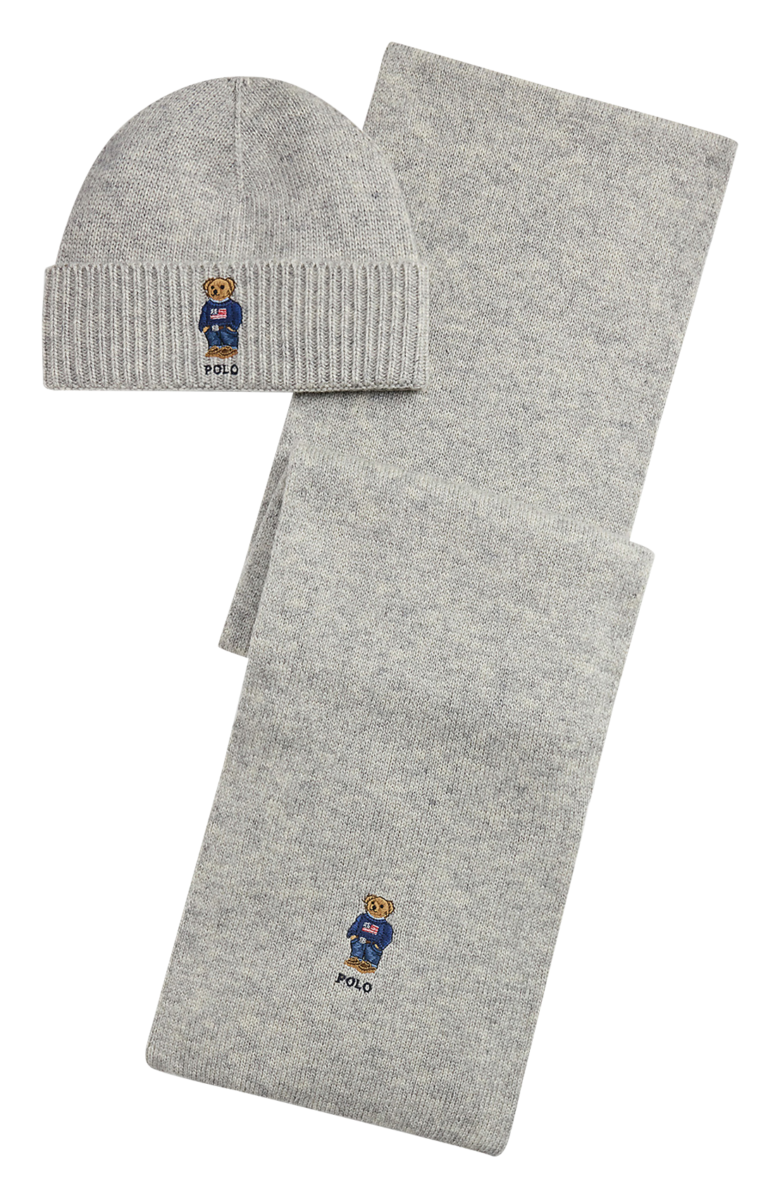 Coffret écharpe et bonnet en laine mélangée POLO RALPH LAUREN Gris