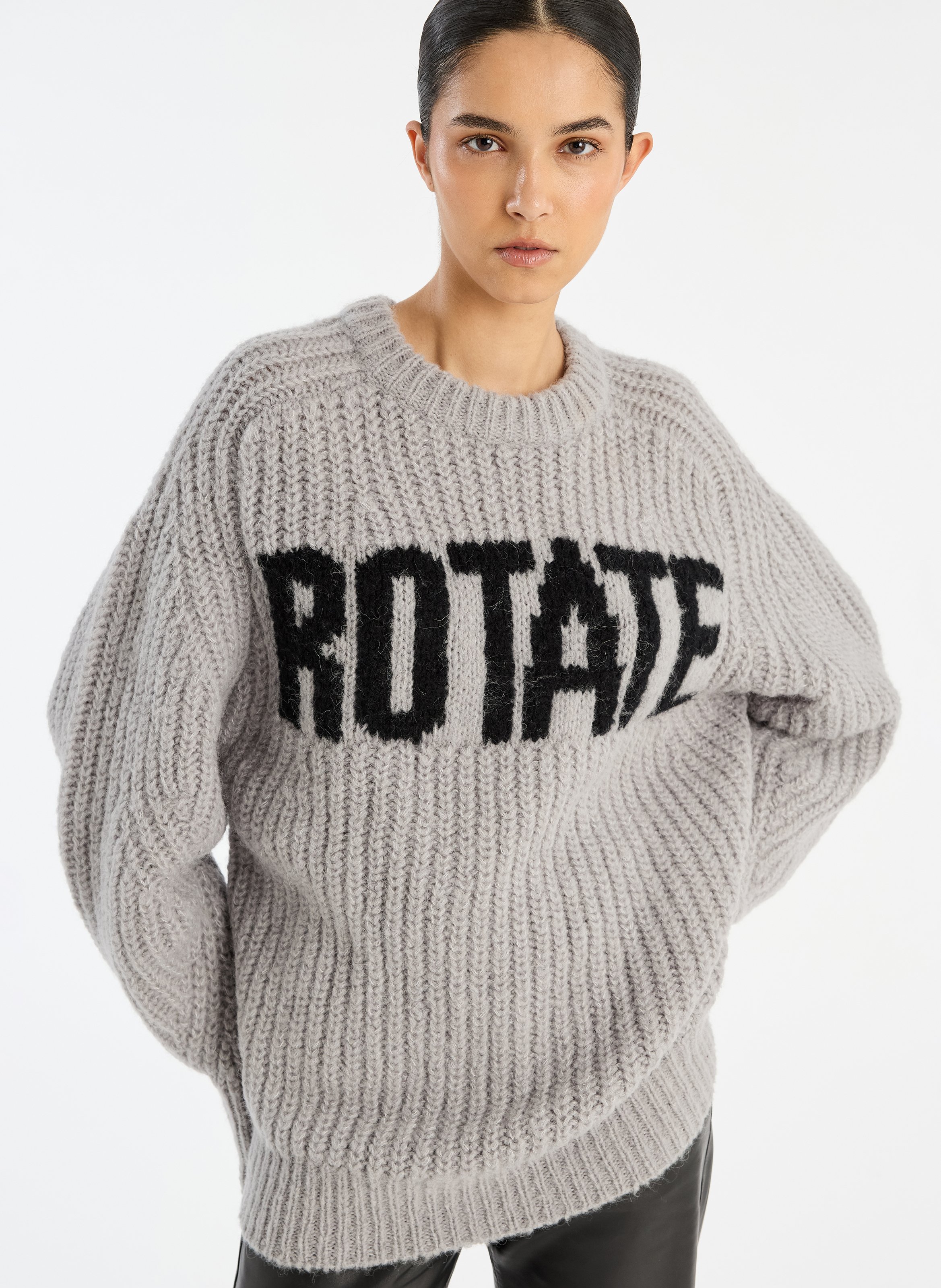 Oversized round-neck wool-blend sweater ROTATE Multicolored