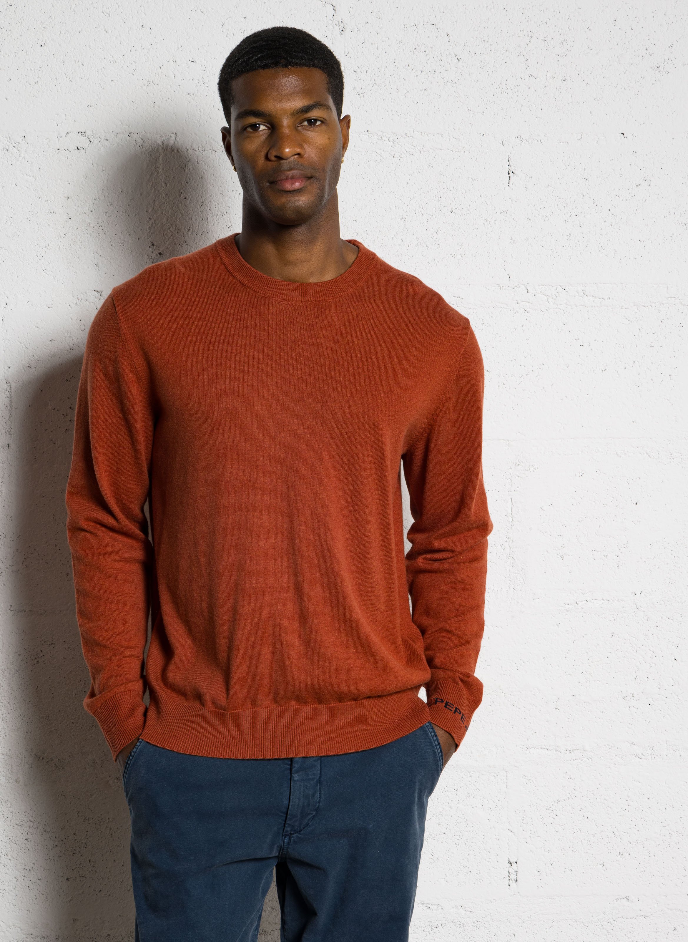Round neck straight fit sweater in cotton and cashmere PEPE JEANS