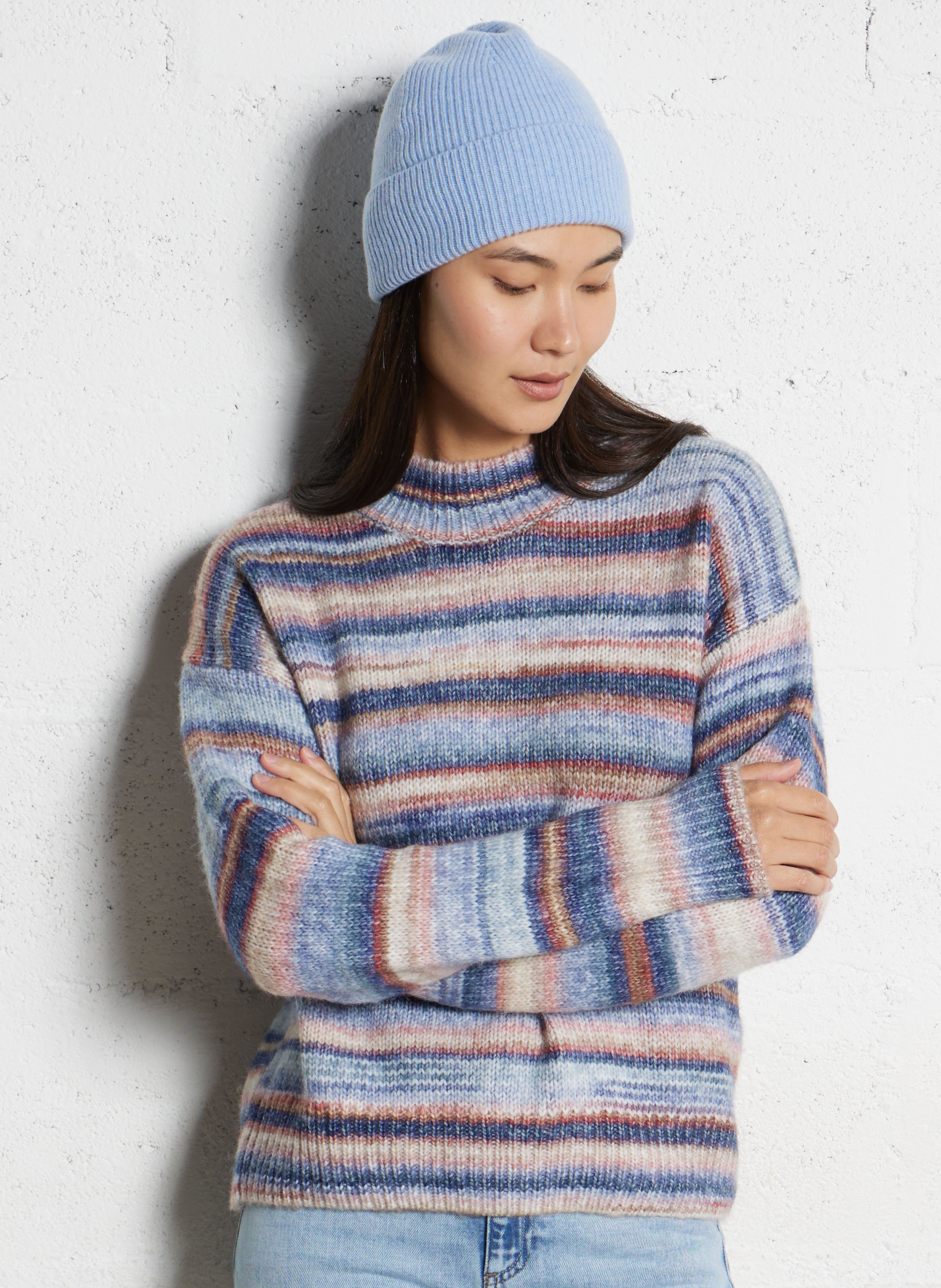 Pull droit manches longues à rayures MAISON 123 Bleu