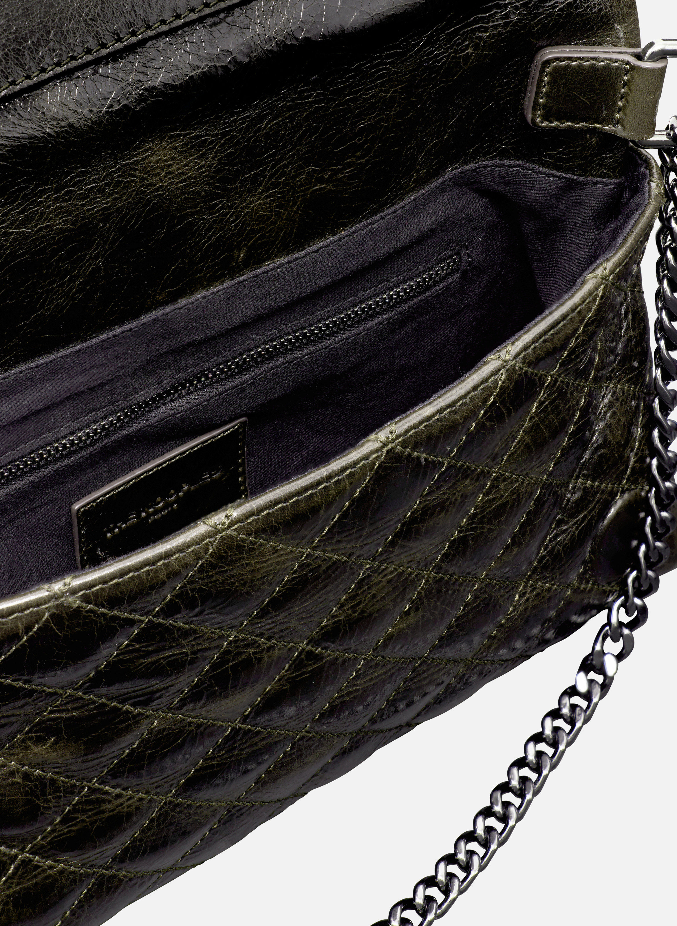 Heritage small cracked leather clutch THE KOOPLES Green