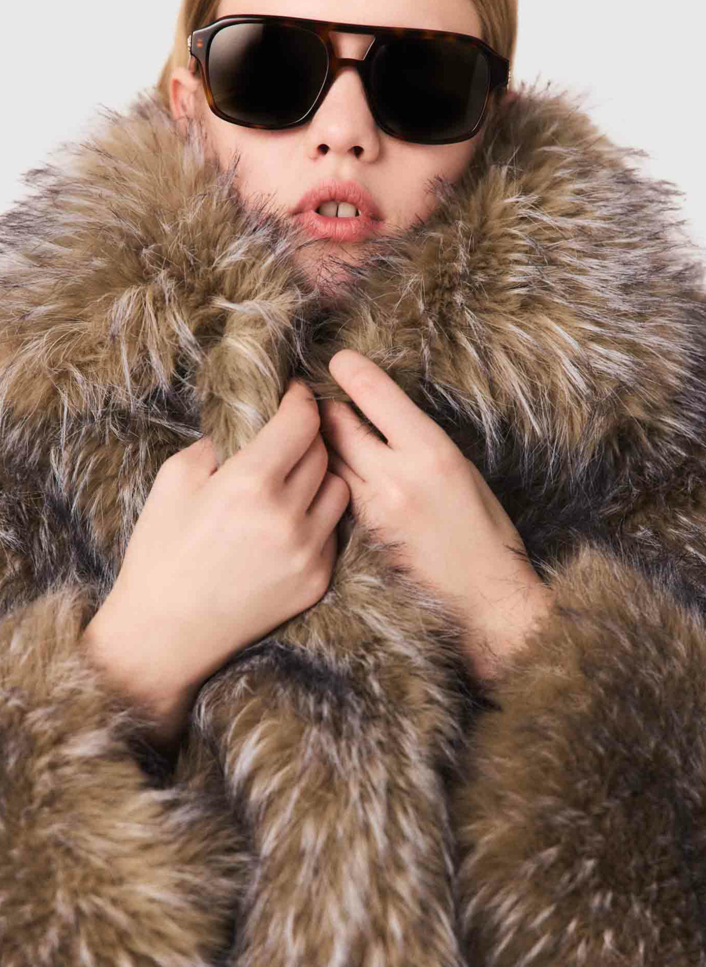 Manteau fausse fourrure MAJE Marron