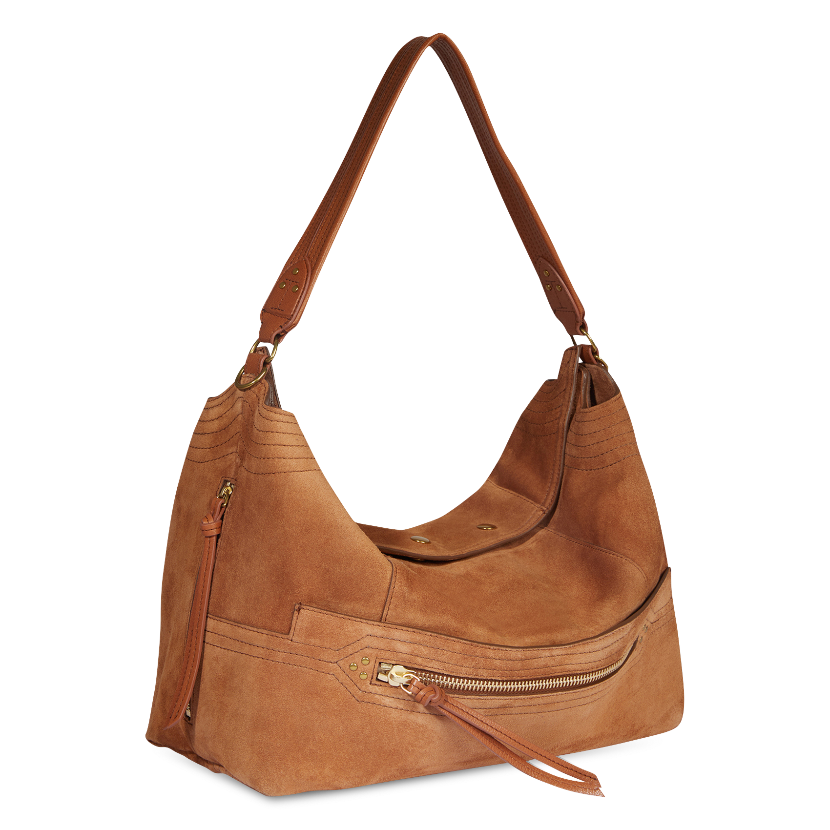Sac baguette en cuir velours JEROME DREYFUSS Marron