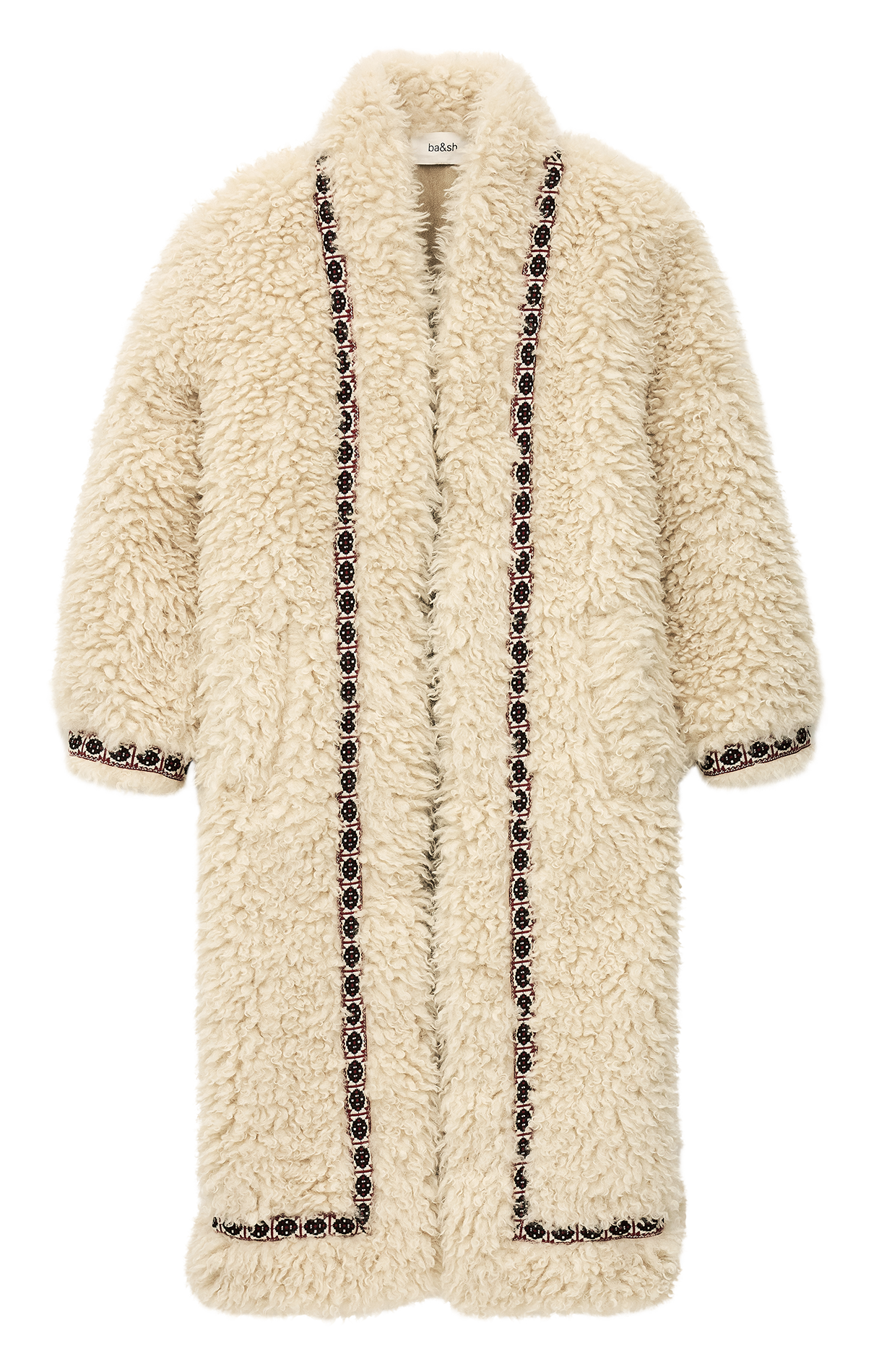 Manteau col châle effet fourrure BA&SH Beige