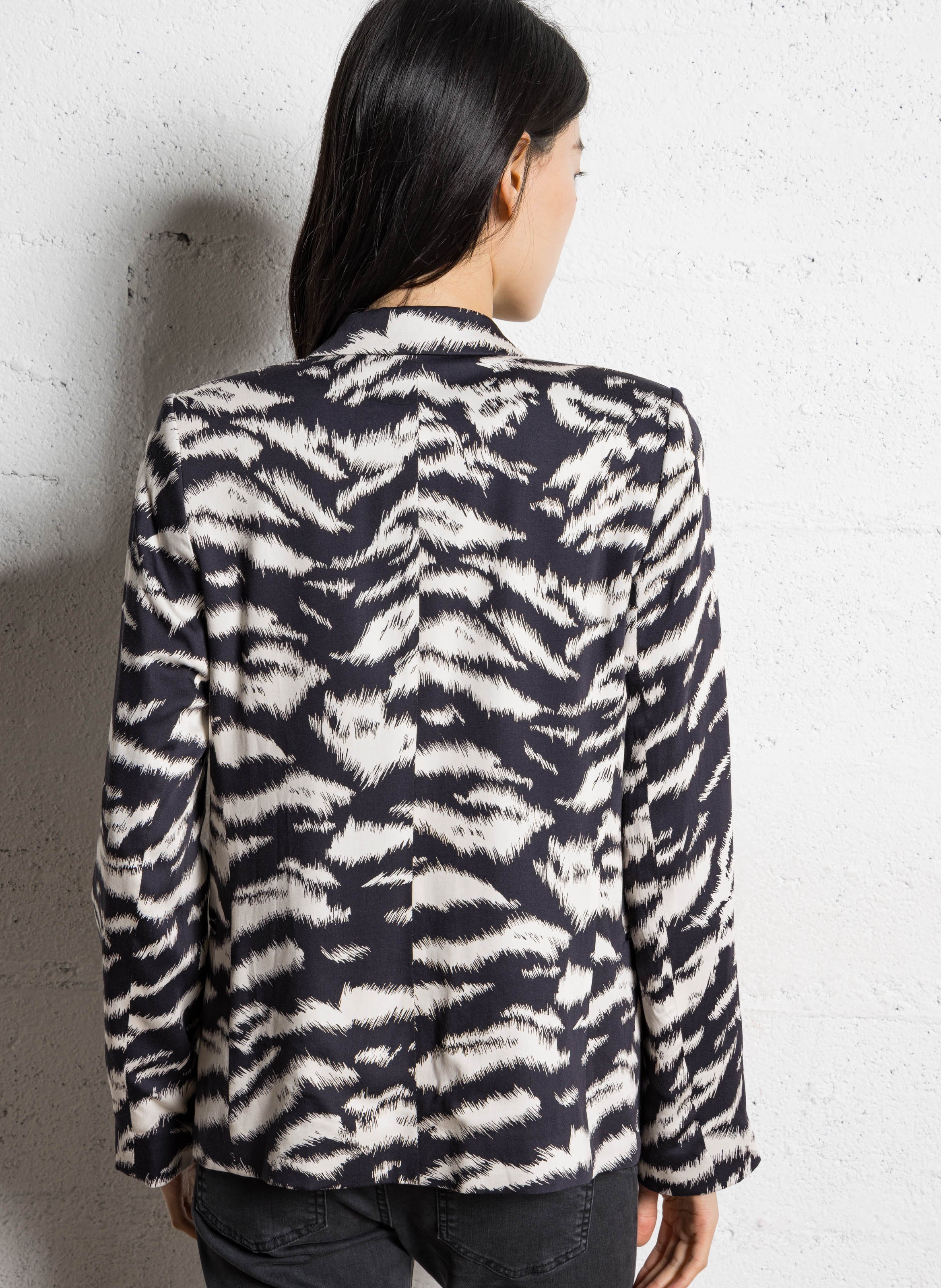 Gerade geschnittener Blazer mit Print IKKS Schwarz