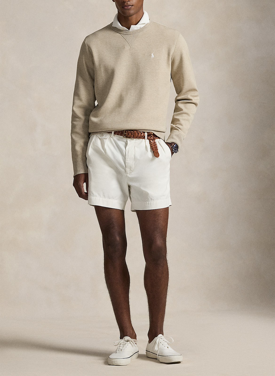 Straight cotton-blend sweatshirt POLO RALPH LAUREN Beige
