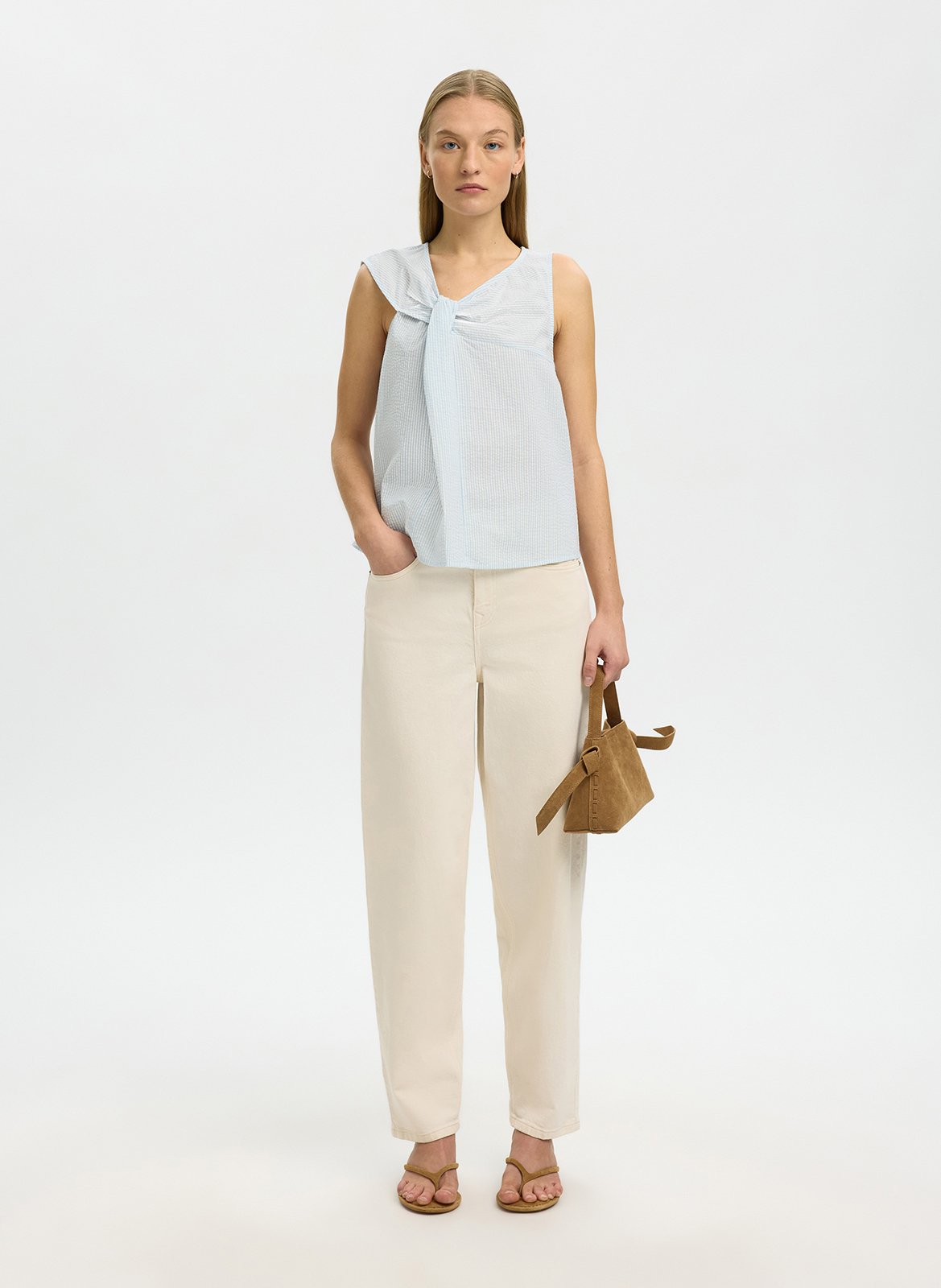 Oversized organic cotton top SELECTED Blue