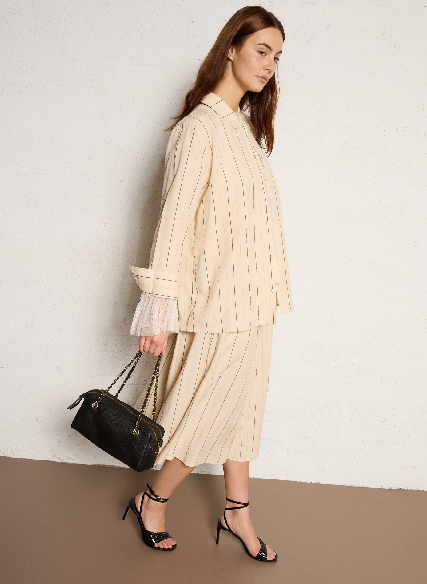 Leren clutch MILA LOUISE Zwart