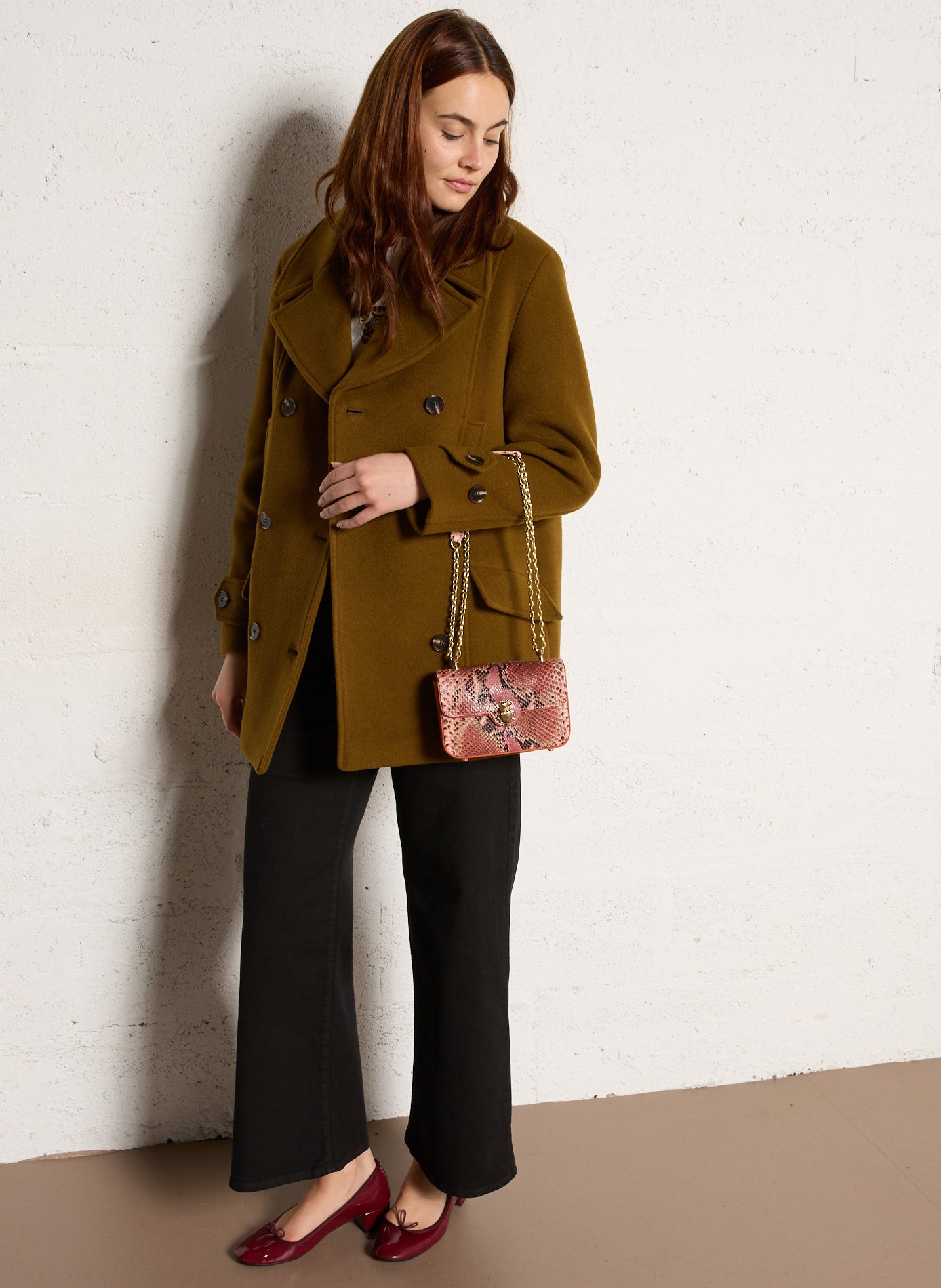 Snakeskin shoulder bag CLARIS VIROT Pink