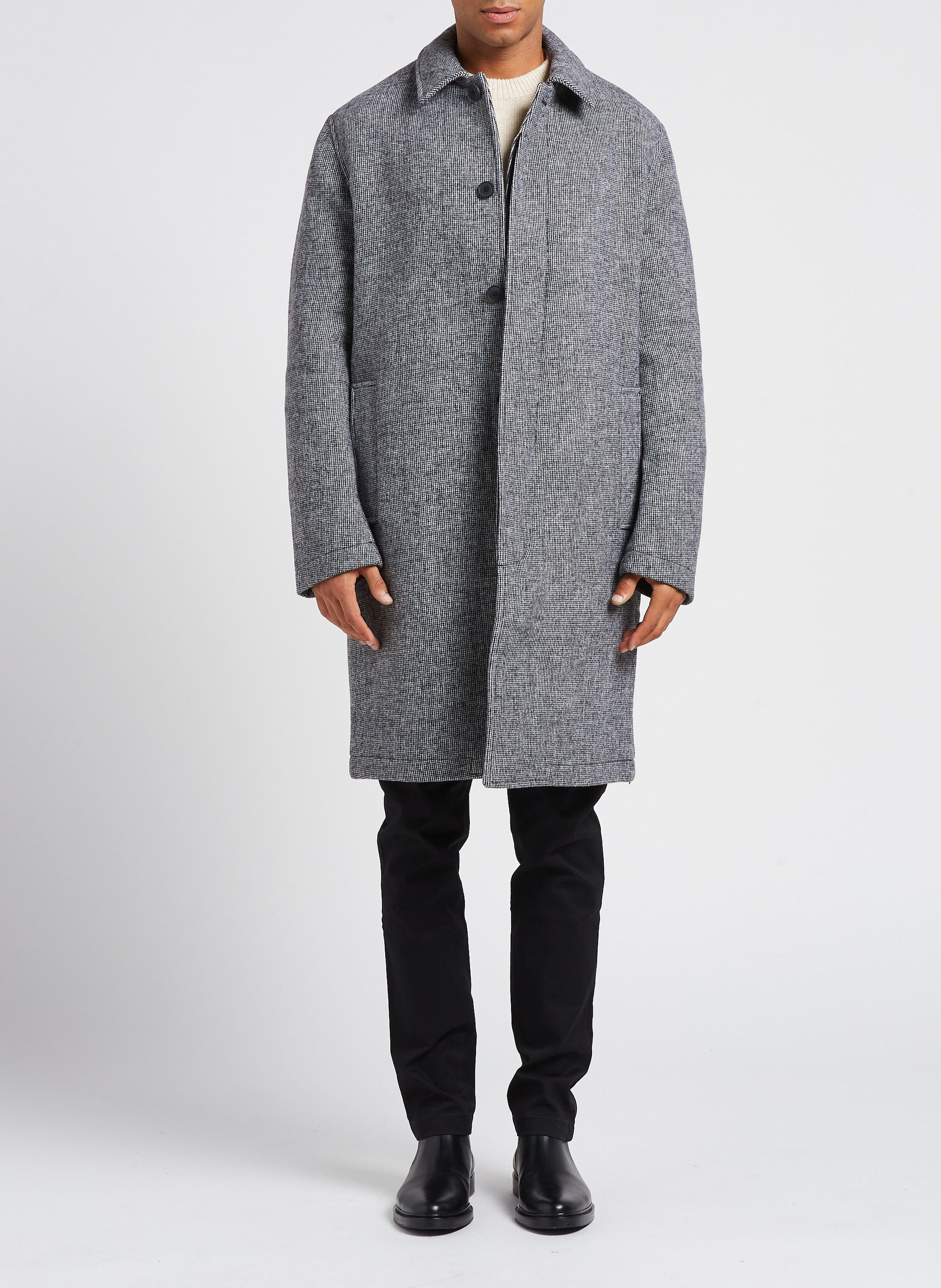 Halflange jas | wolblend MINIMUM Zwart