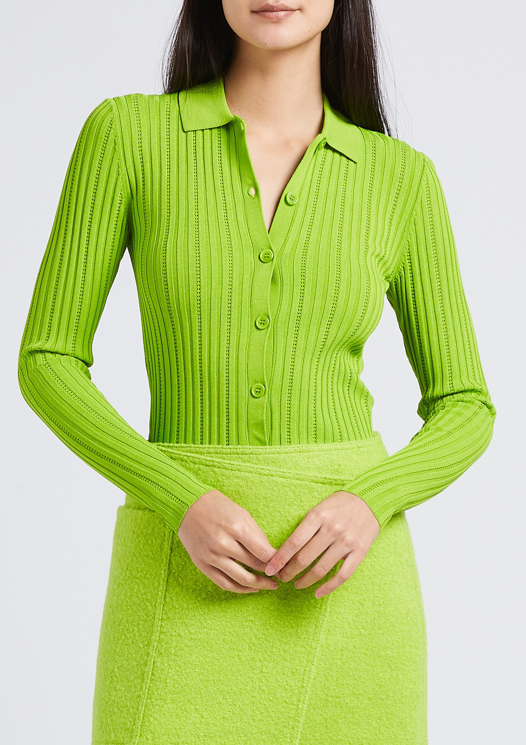 Fitted top with classic collar SAMSOE SAMSOE Green