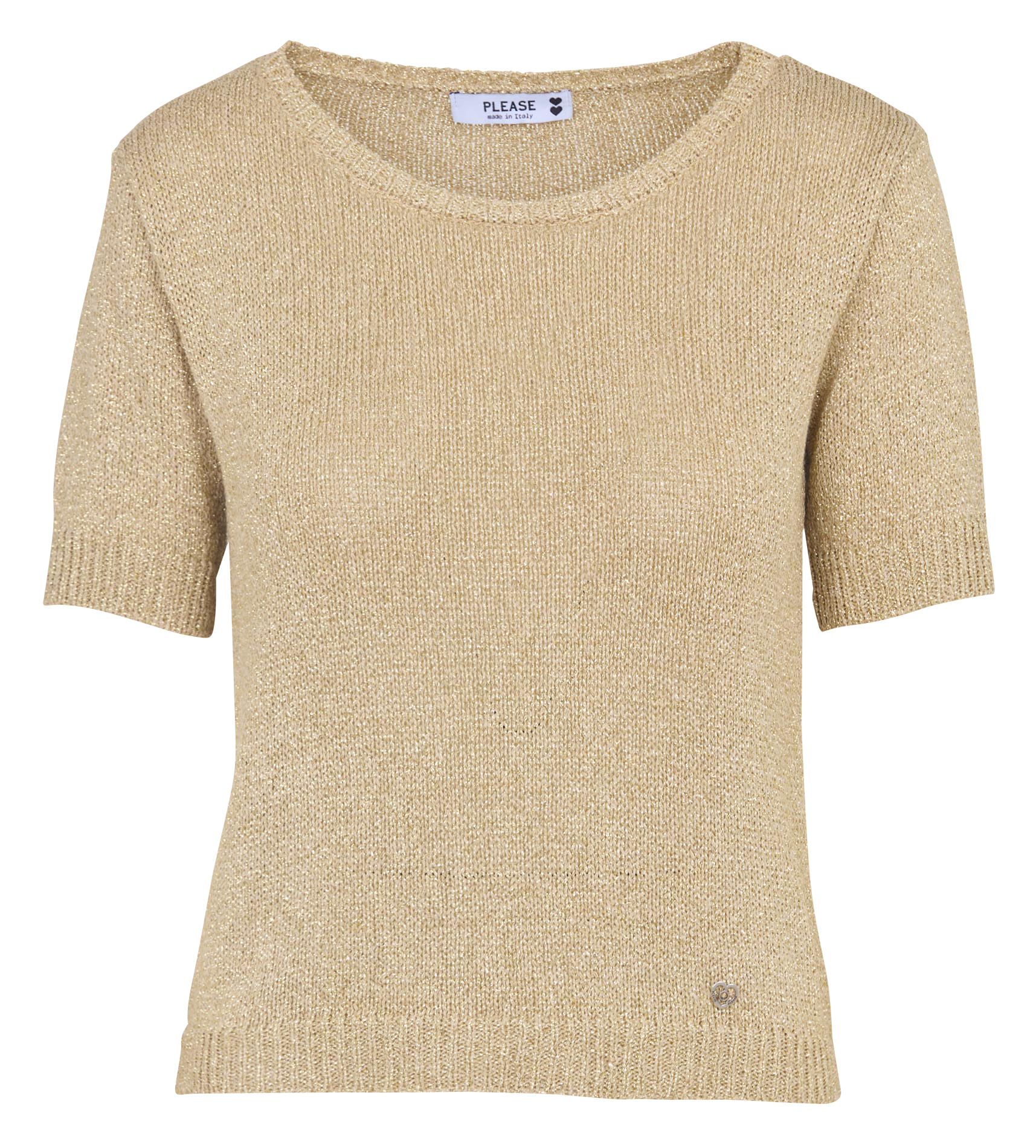 Pull droit col rond métallisé PLEASE Doré