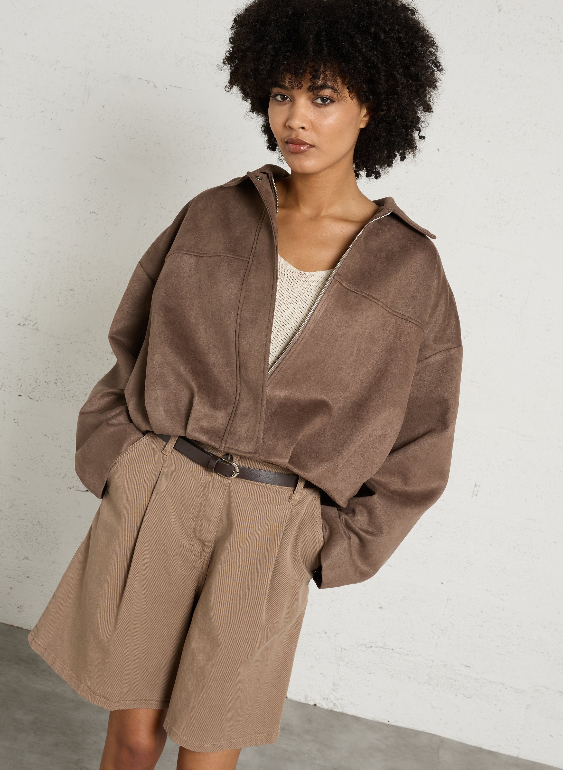 Oversized jacket with tailored collar PLEASE