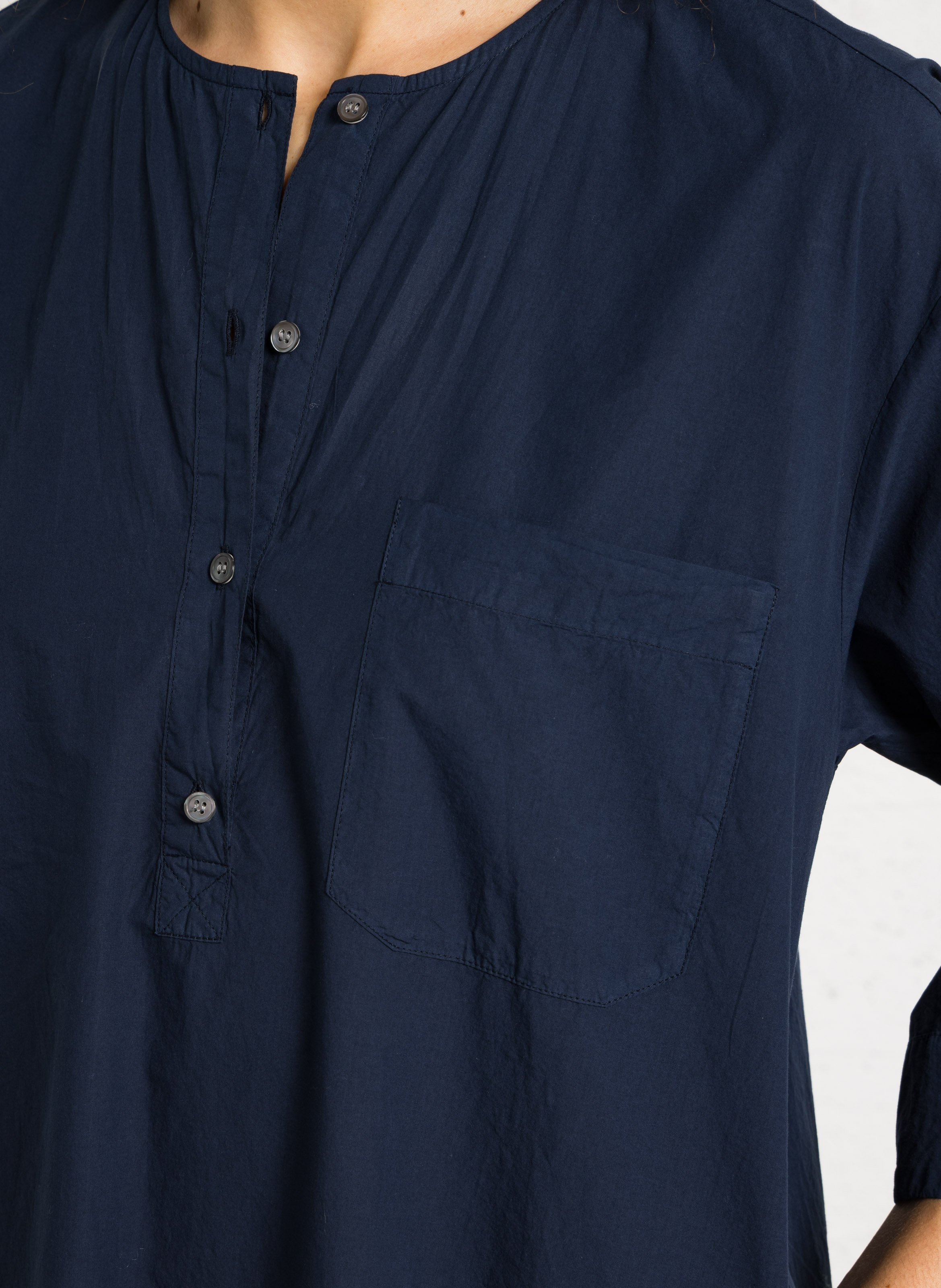 Robe courte ample col rond en coton HARTFORD Bleu