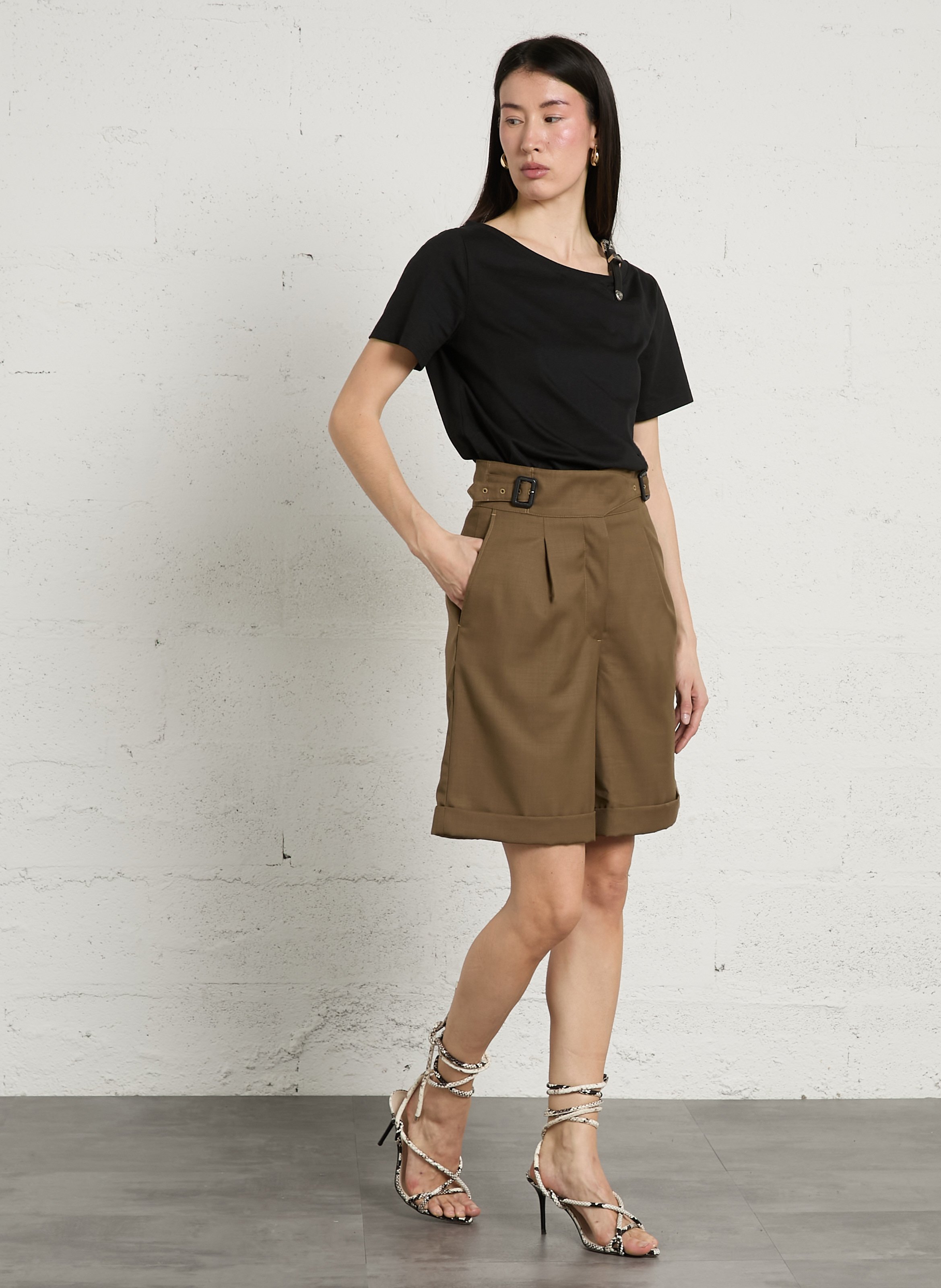 T-shirt met boothals in katoen BERENICE Zwart