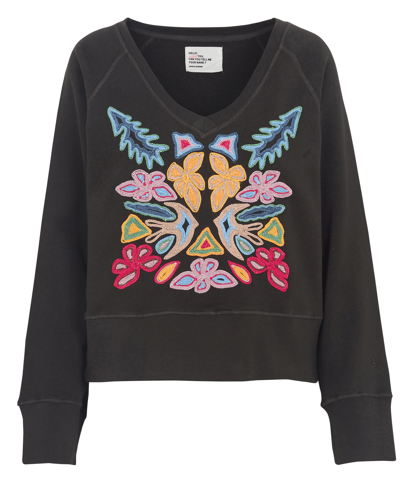 V-neck organic cotton sweater LEON & HARPER Grey