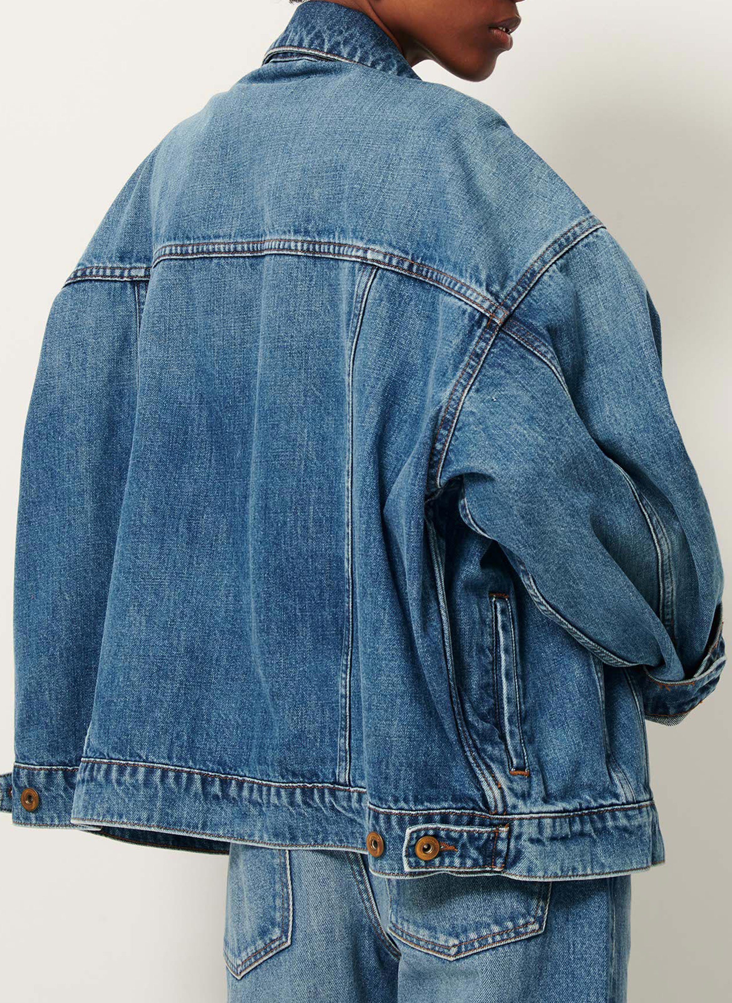 Cotton stonewashed loose-fit denim jacket SESSUN Blue