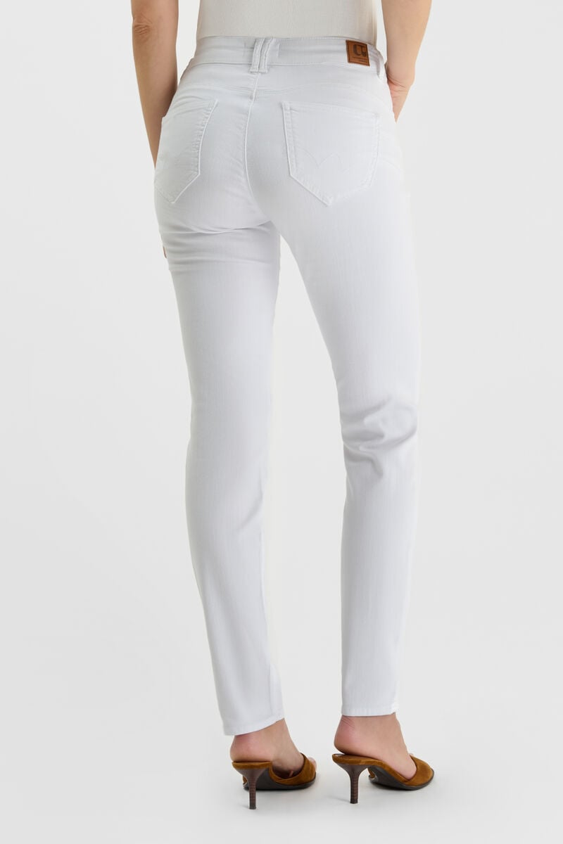 High-waisted straight push-up jeans, length 34 LE TEMPS DES CERISES White