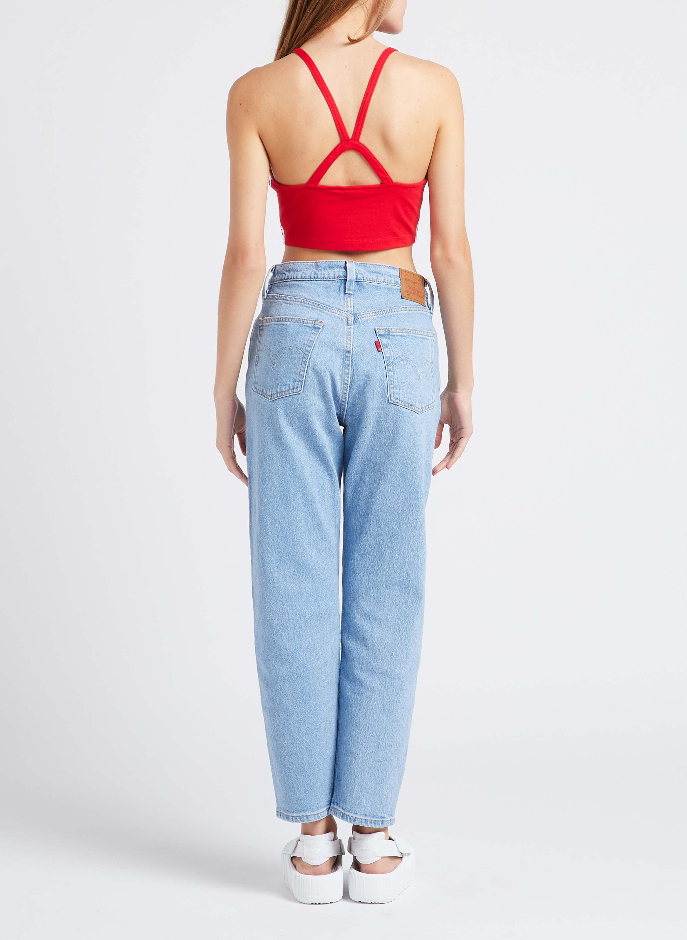 Crop top en coton stretch ADIDAS Rouge