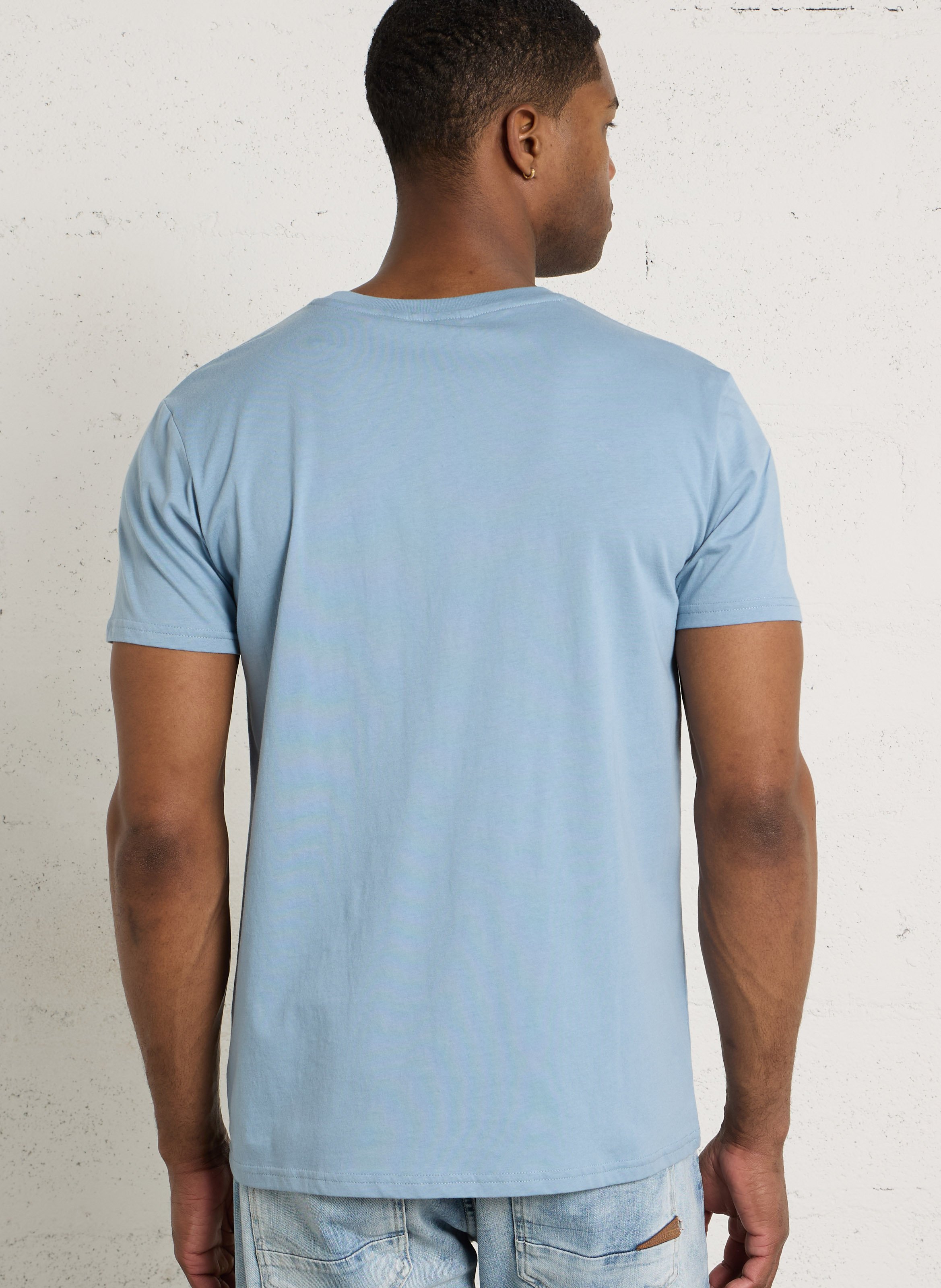 Tee-shirt col rond droit uni LE TEMPS DES CERISES Bleu