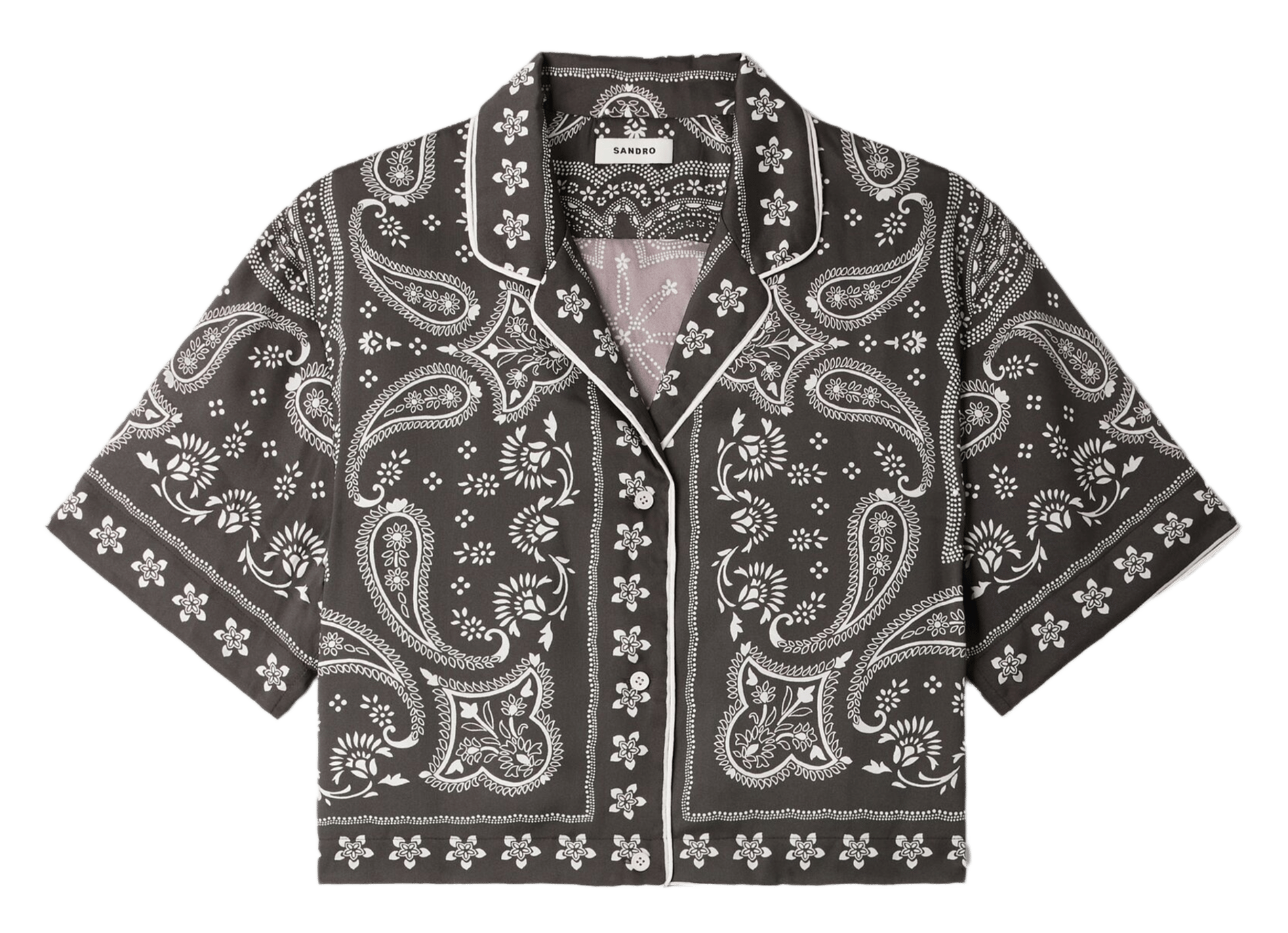 Chemise droite col tailleur imprimée SANDRO Marron